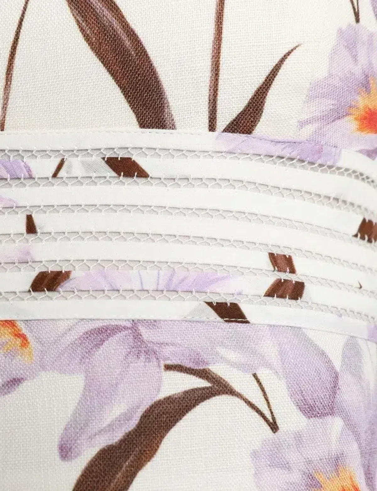 Zimmermann Corsage Linear Orchid Print Ivory Dress White Size 2 / AU 12 - Image 2