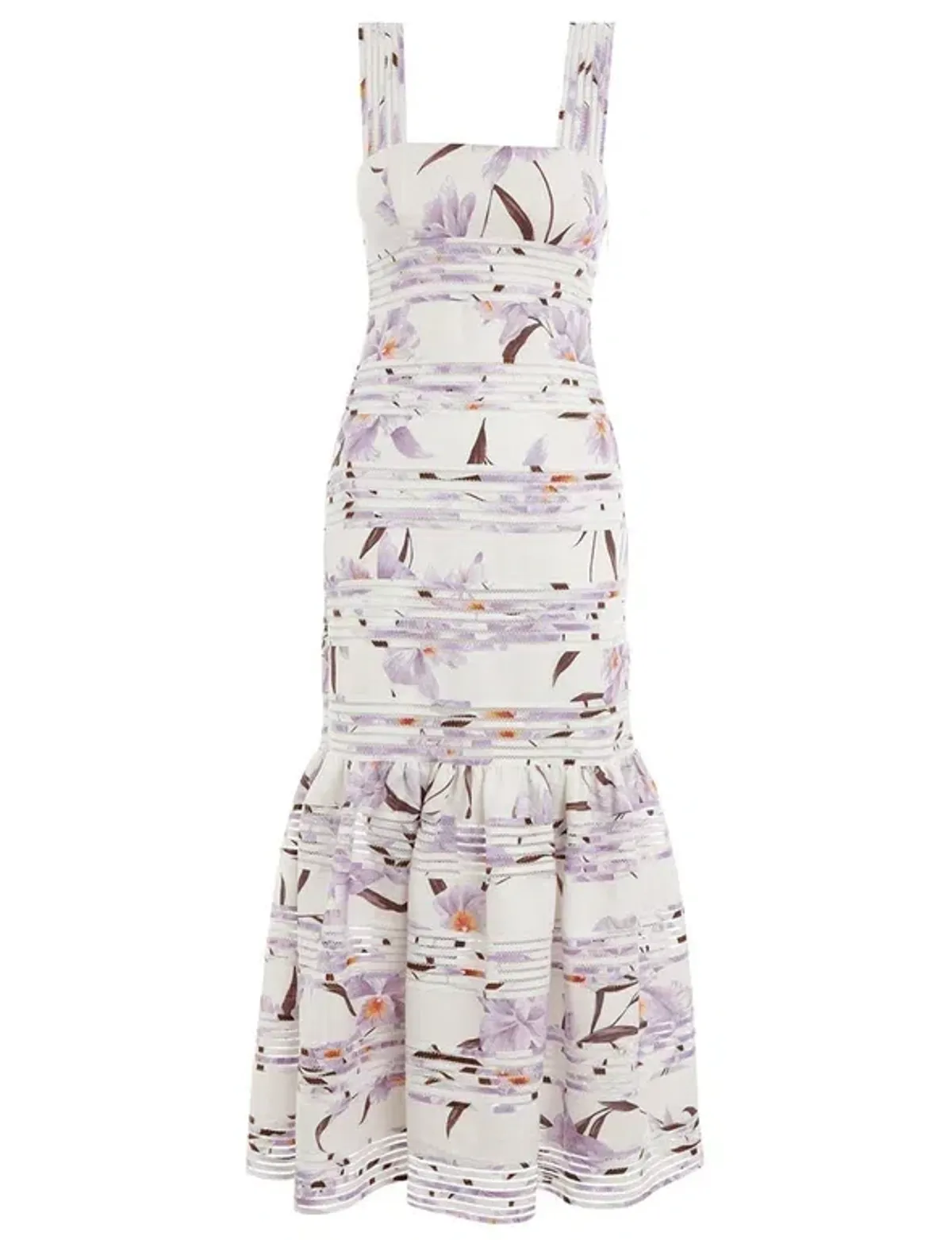 Zimmermann Corsage Linear Orchid Print Ivory Dress White Size 2 / AU 12 - Image 3