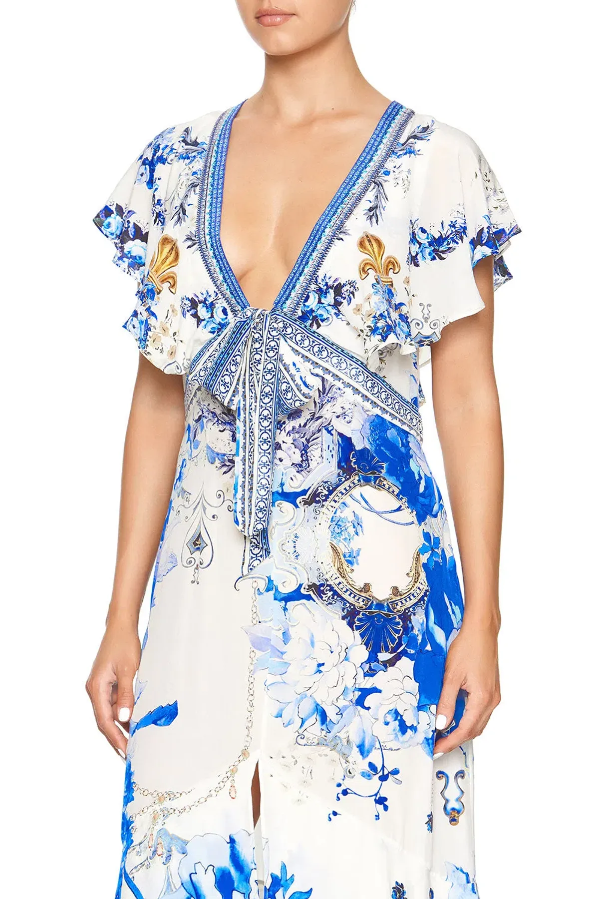 Camilla Saint Germaine Tie Front Maxi Dress with Split Size 8 - Image 2