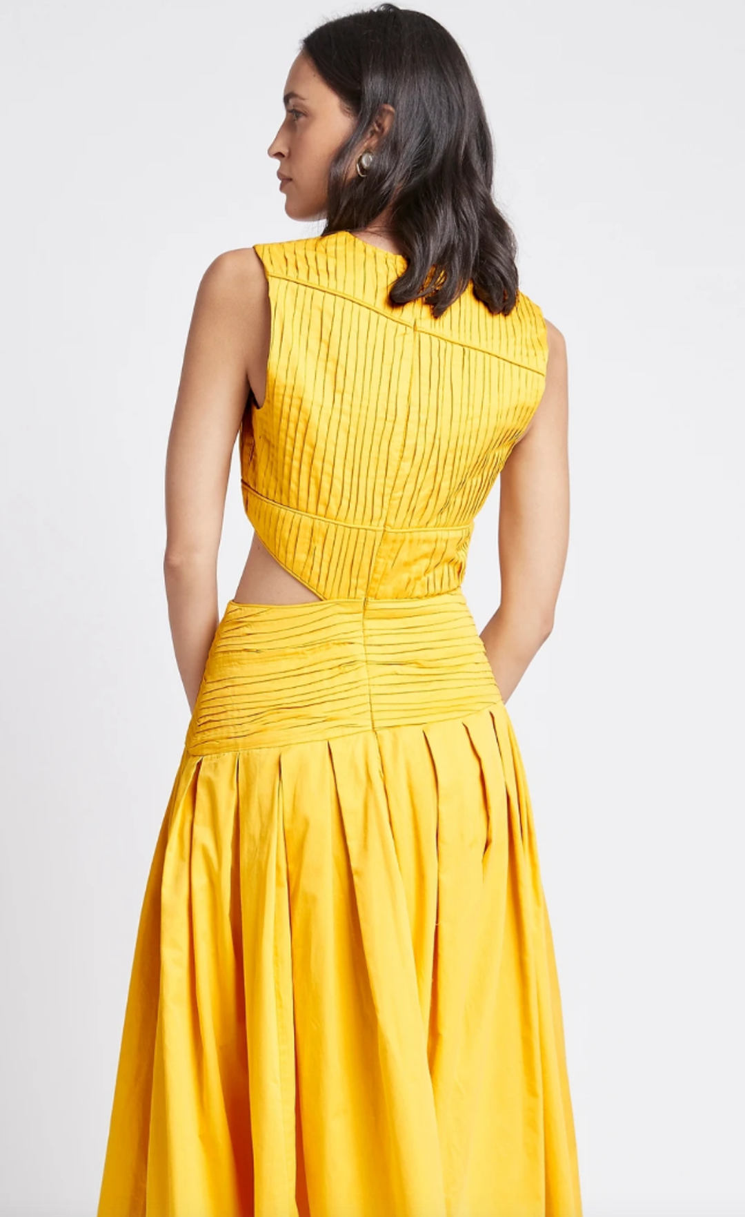 Aje Cascade Cut Out Dress Yellow Size 8 for rent on The Volte - main image