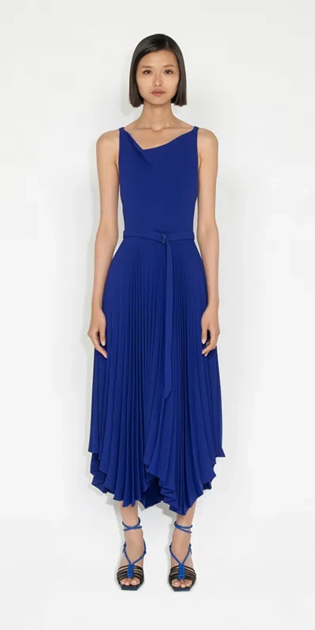 Cue Cobalt Pleated Midi Dress Blue Size 8 for rent on The Volte - main image