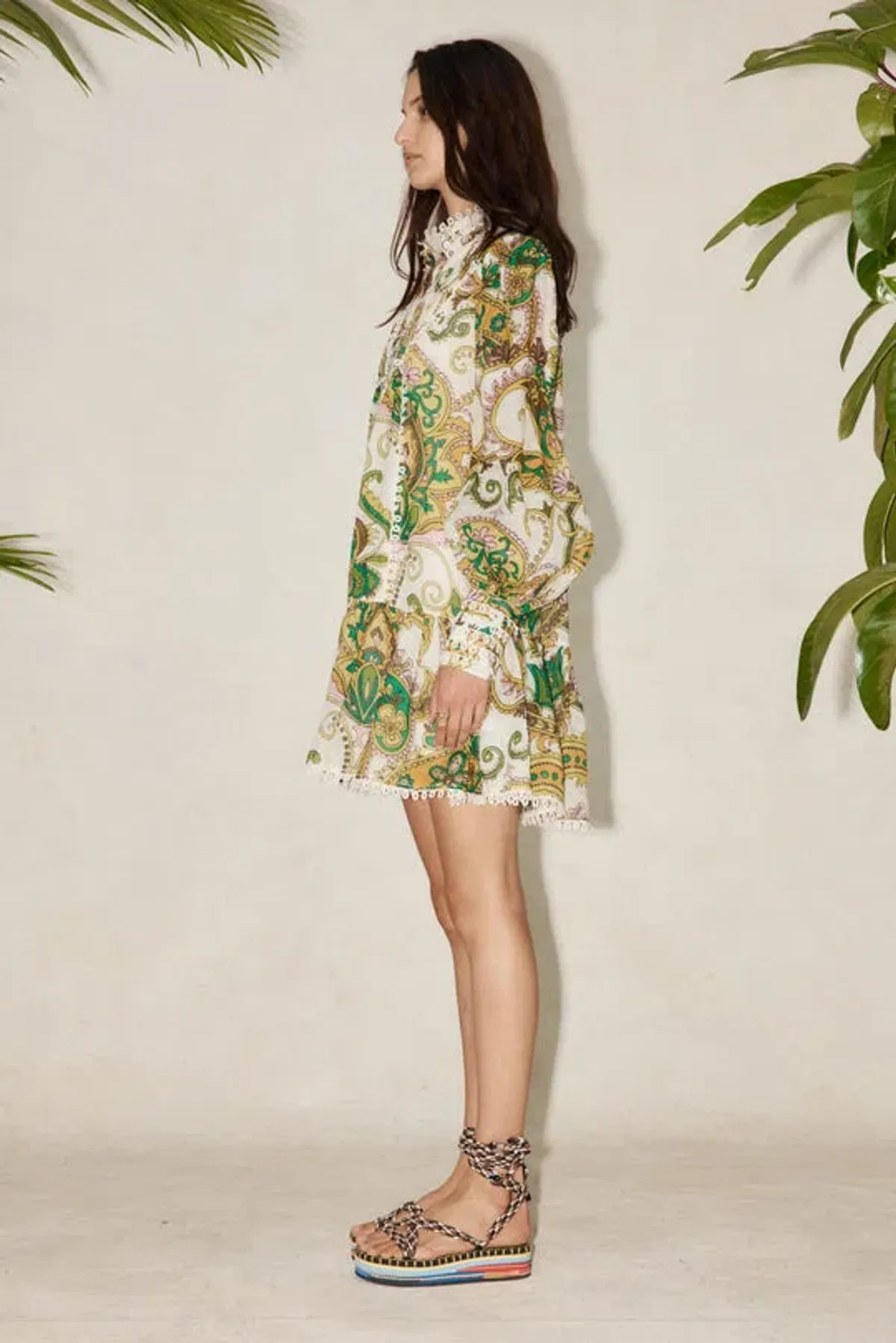 Alemais Octavia Ruffle Mini Dress Green Size 8 - Image 4