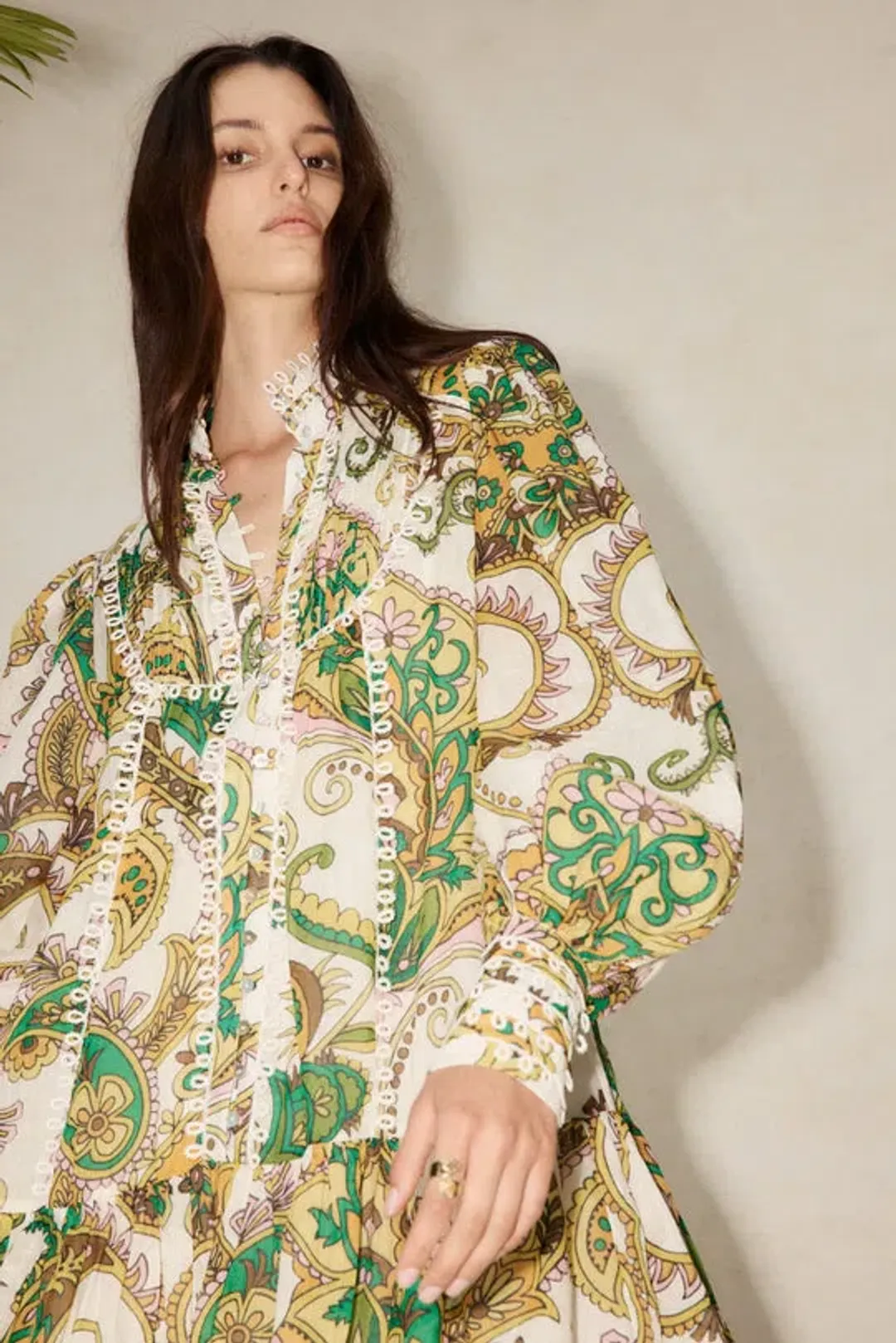 Alemais Octavia Ruffle Mini Dress Green Size 8 for rent on The Volte - main image