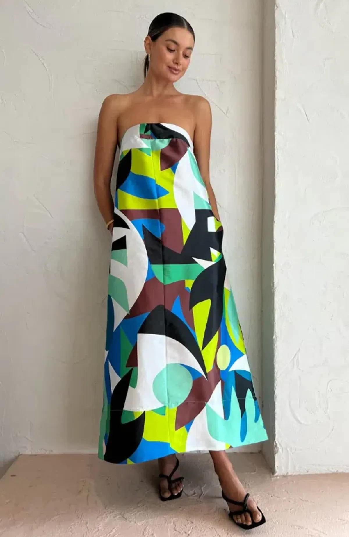 Manning Cartell Abstract Collage Strapless Dress in Multi Size 10 - Image 2