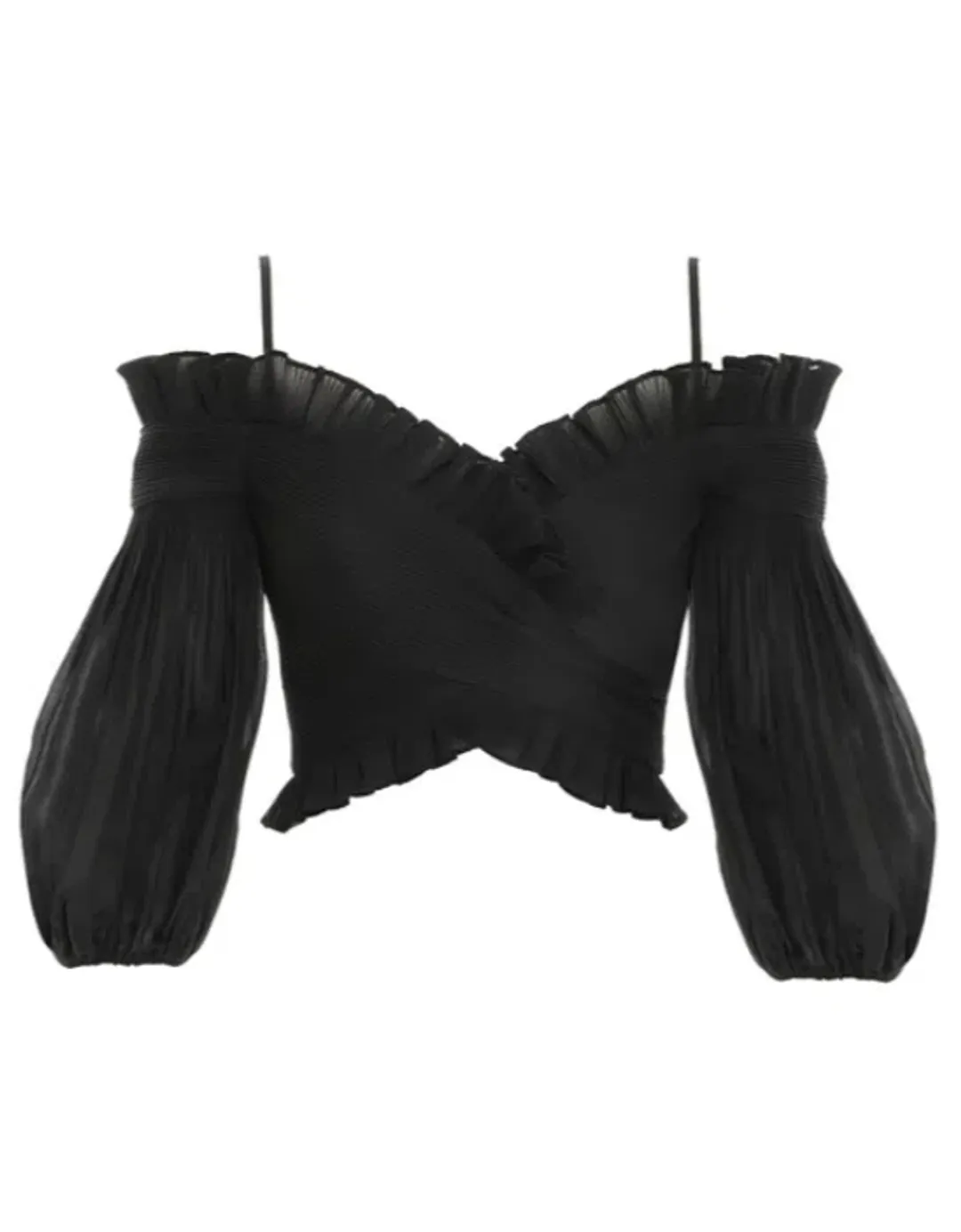 Zimmermann The Pleated Off Shoulder Top and Skirt Set Black Size 12 for rent on The Volte - main image