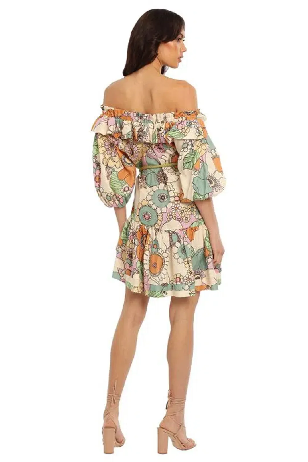 Alemais Exclusive Farrah Ruffle Mini Dress Print Size 6 for rent on The Volte - main image