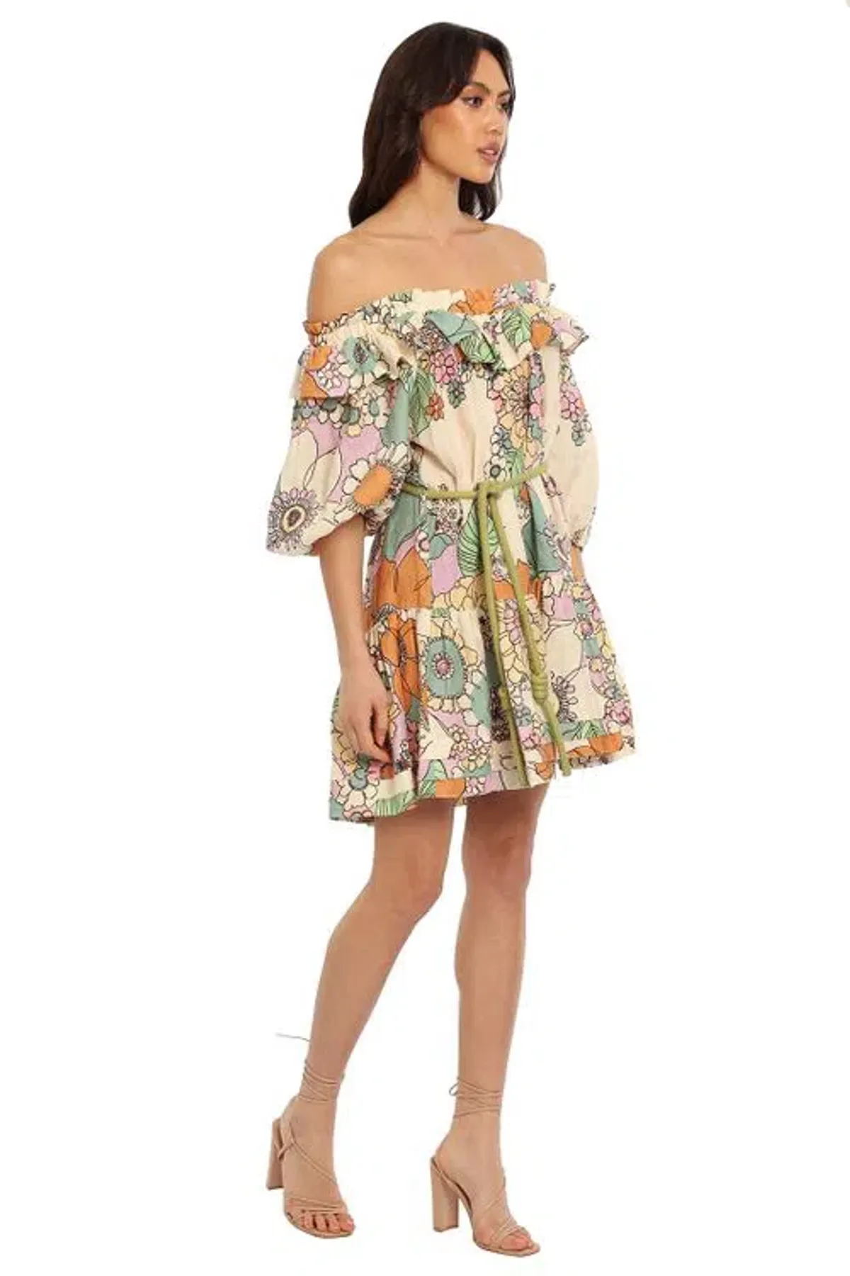 Alemais Exclusive Farrah Ruffle Mini Dress Print Size 6 - Image 2