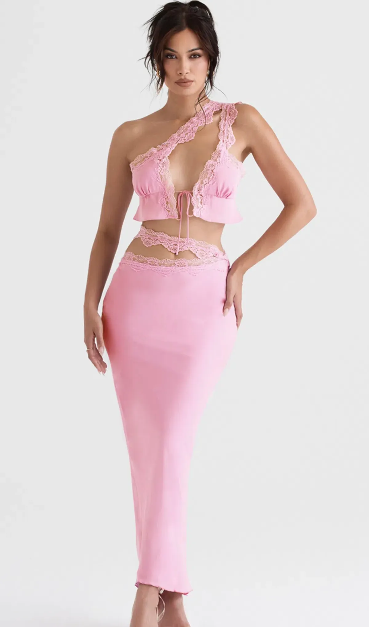 House of CB Lorena Cropped Top & Mathilda Maxi Skirt Set Pink Size 10  - Image 4