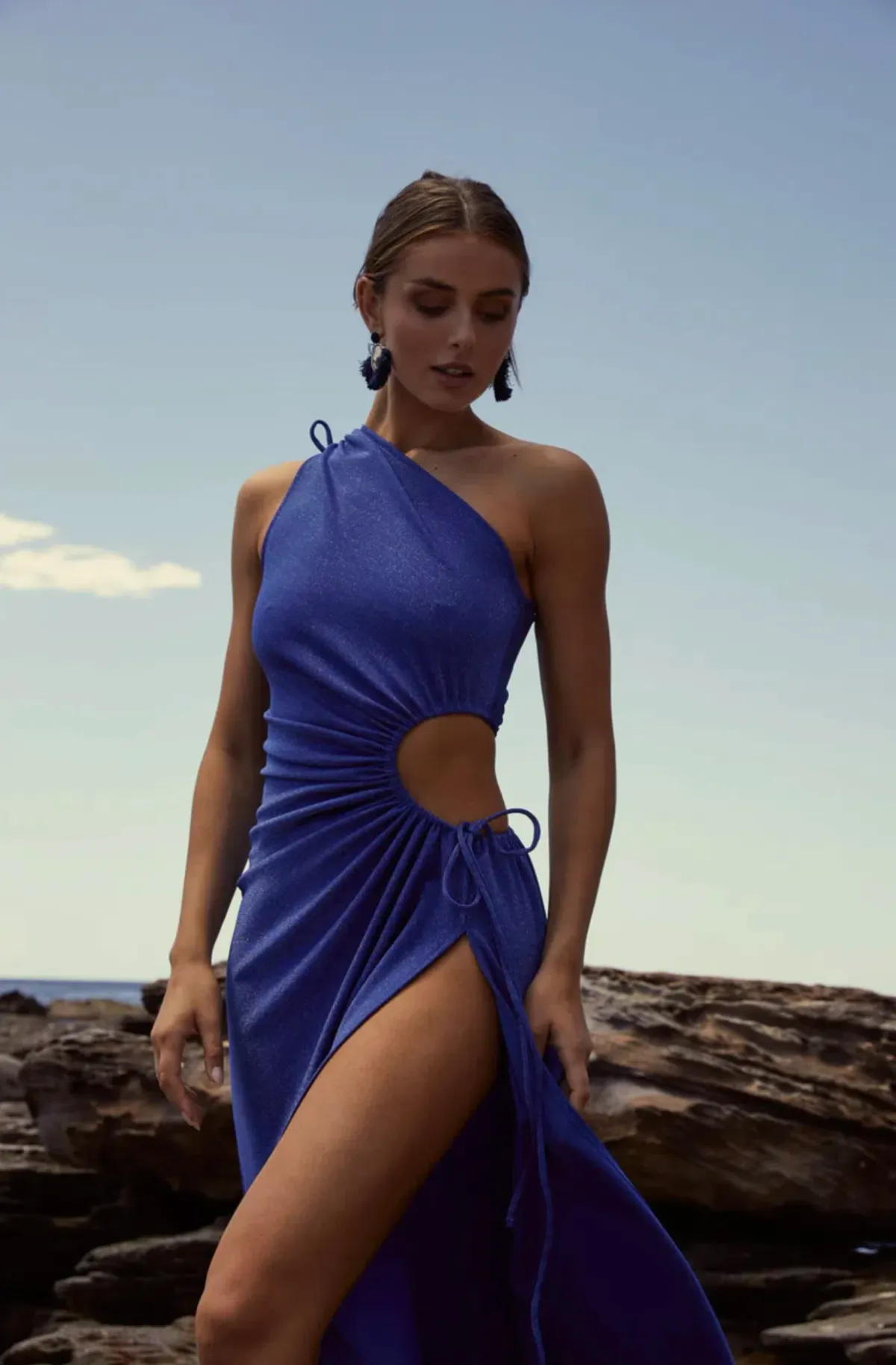 Sonya Moda Nour Cobalt Maxi Dress in Blue Shimmer Size 10 / M - Image 3