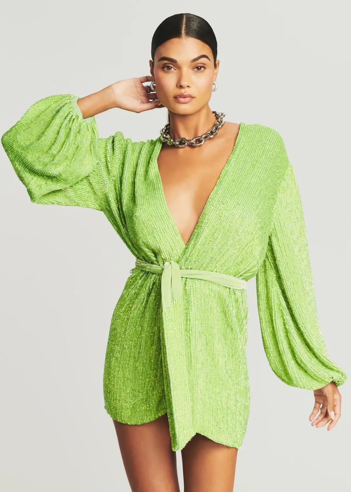 Retrofete Gabrielle Sequin Robe Lime Green Size AU 8 - Image 2