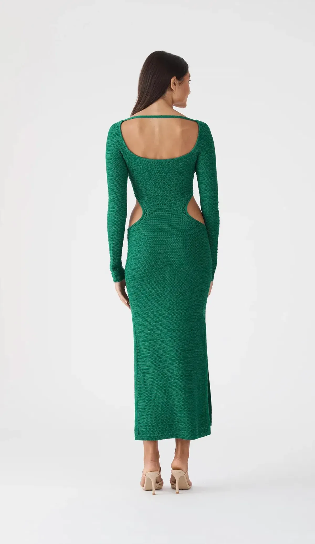 San Sloane Noelle Crochet Knit Midi Dress Green Size AU 6 - Image 3