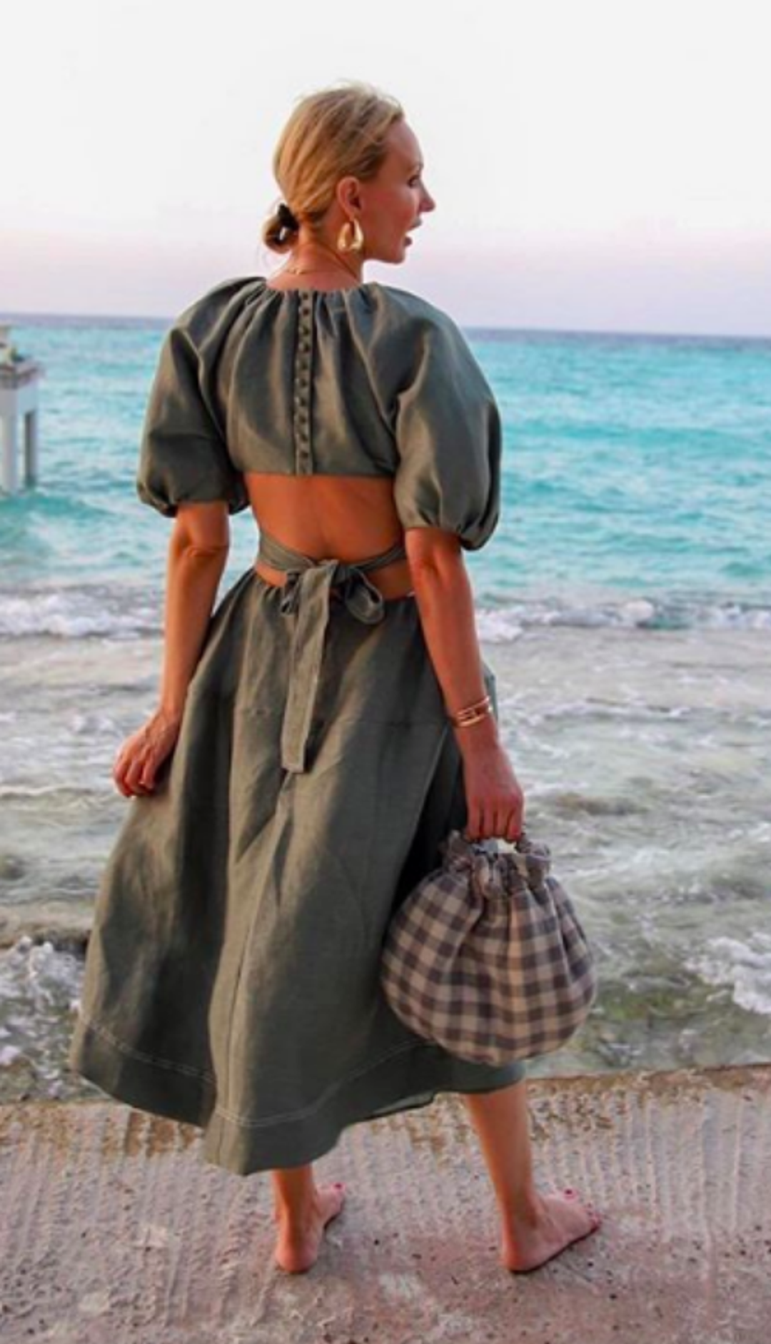 Aje Mimosa Cutout Midi Dress Green Size 8 for rent on The Volte - main image