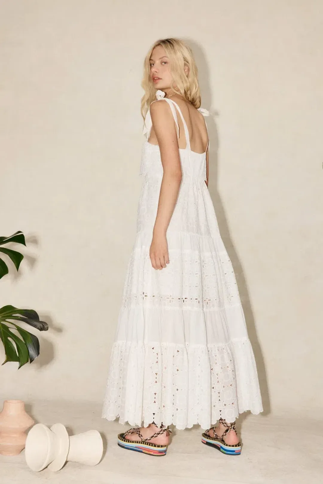 Alemais Evie Panelled Midi Dress White Size 14 for rent on The Volte - main image