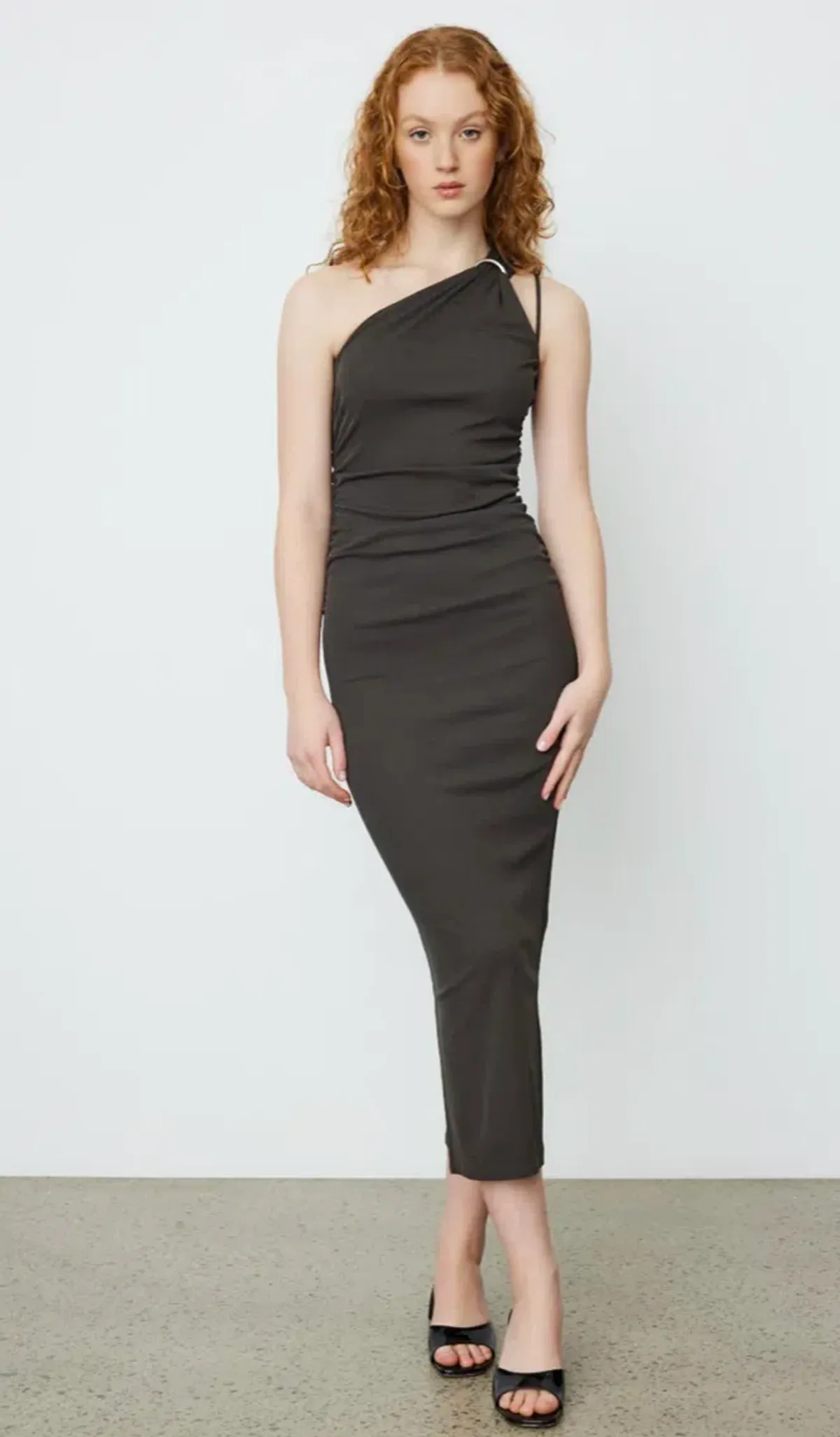 Nanushka Lenna Dress Dark Moss Double Asymmetrical Dress Dark Green Size M/AU 10 - Image 1