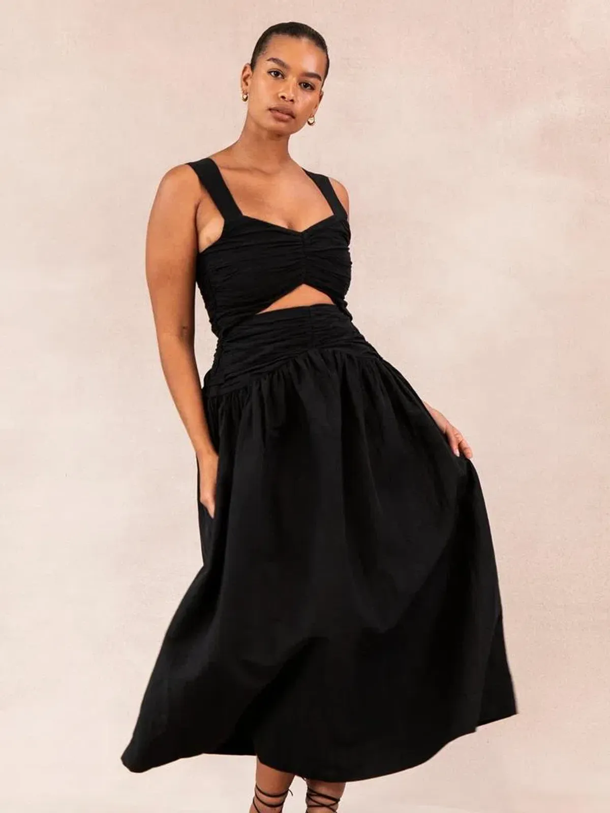 Posse Sofia Midi Dress Black Size 10 - Image 4