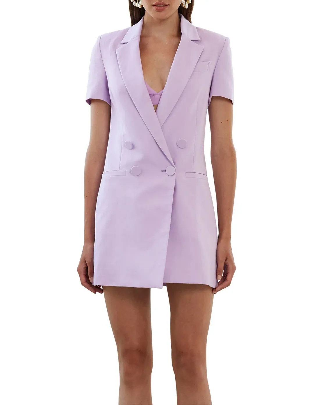 By Johnny Eden Structured Blazer Mini Dress Lilac Size 10 for rent on The Volte - main image