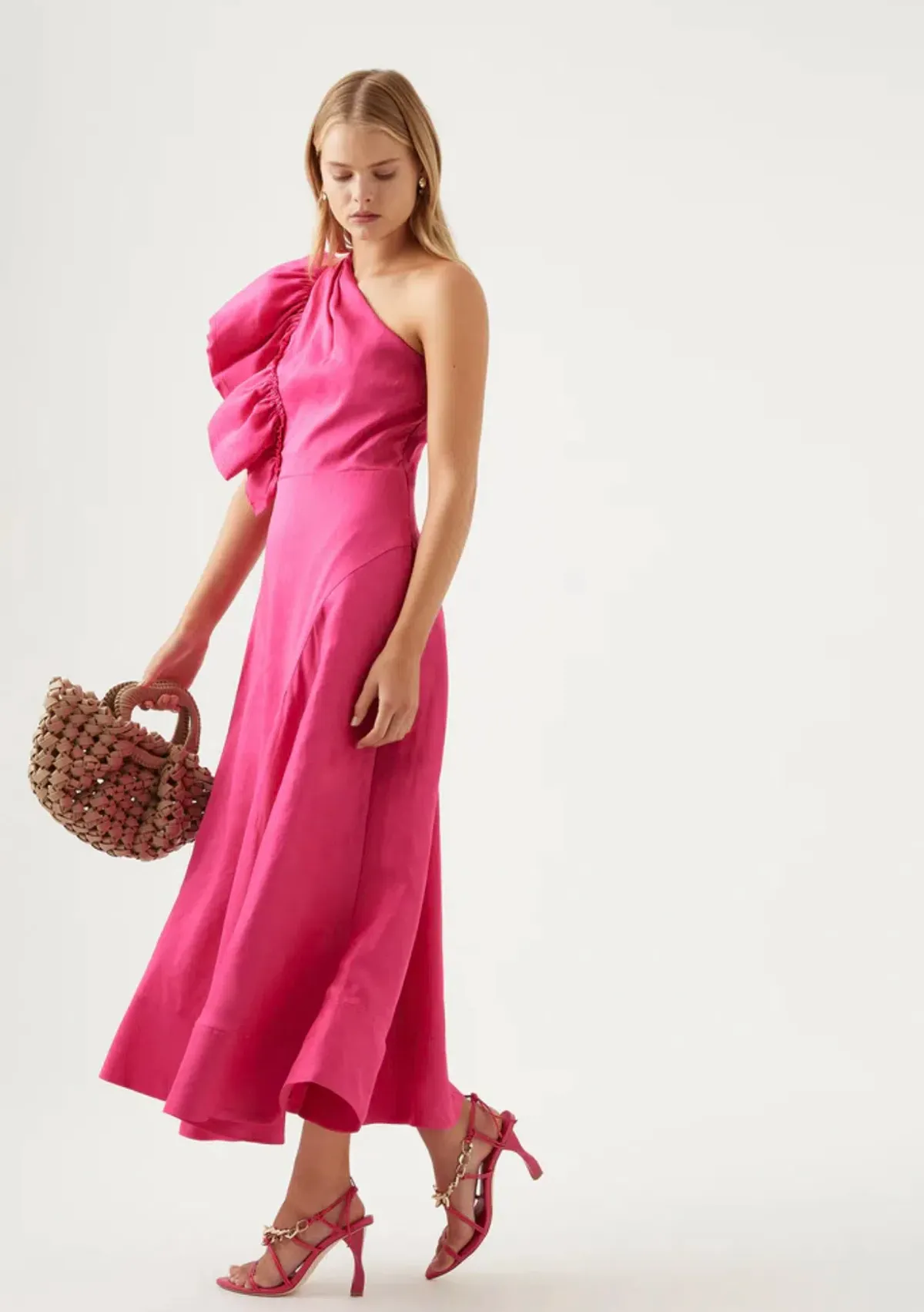Aje Bonjour Asymmetric Midi Dress Pink Size L / AU  12 - Image 2