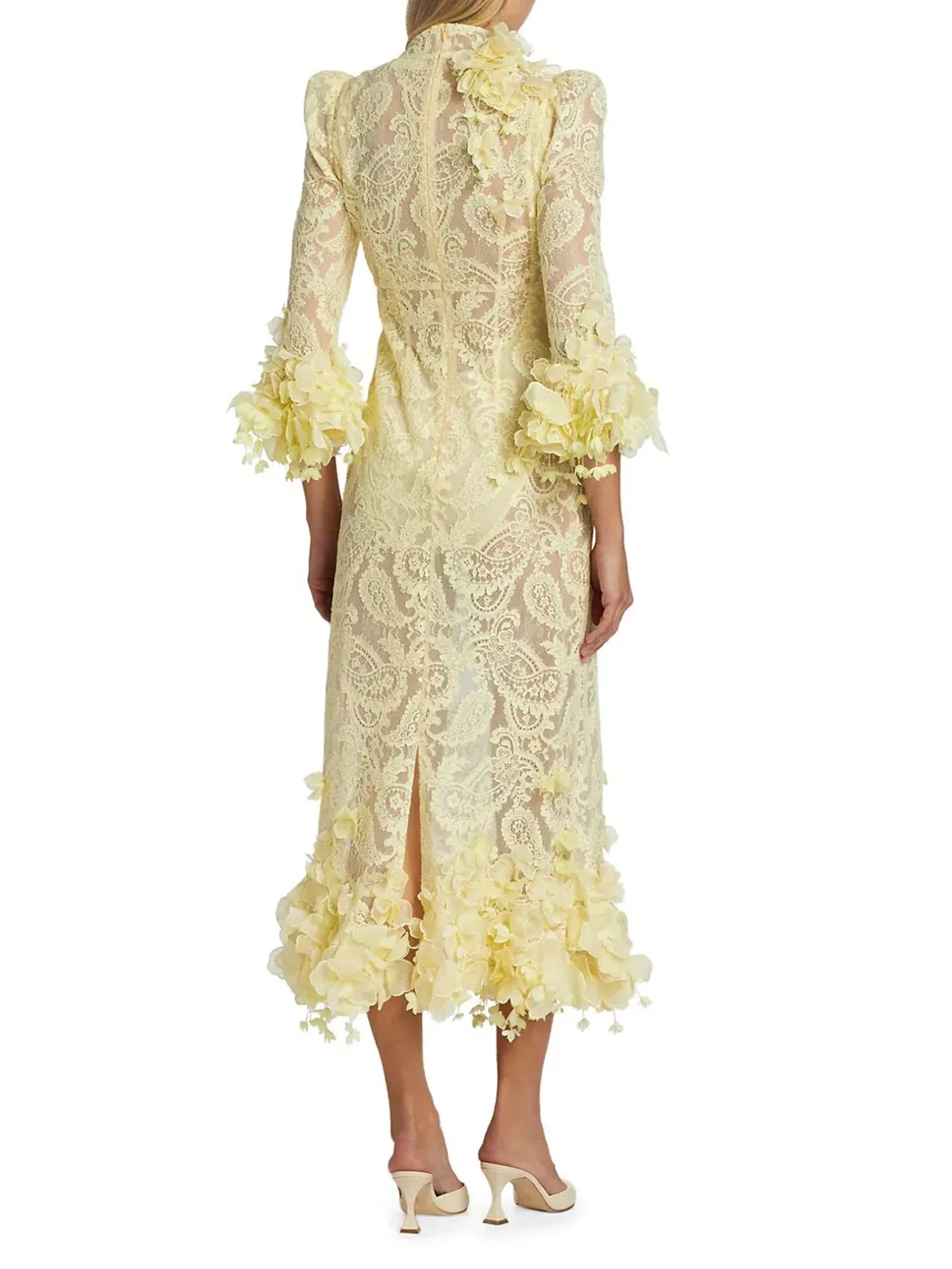 Zimmermann High Tide Lace Midi Dress Lemon Size 1/ AU 10 - Image 2