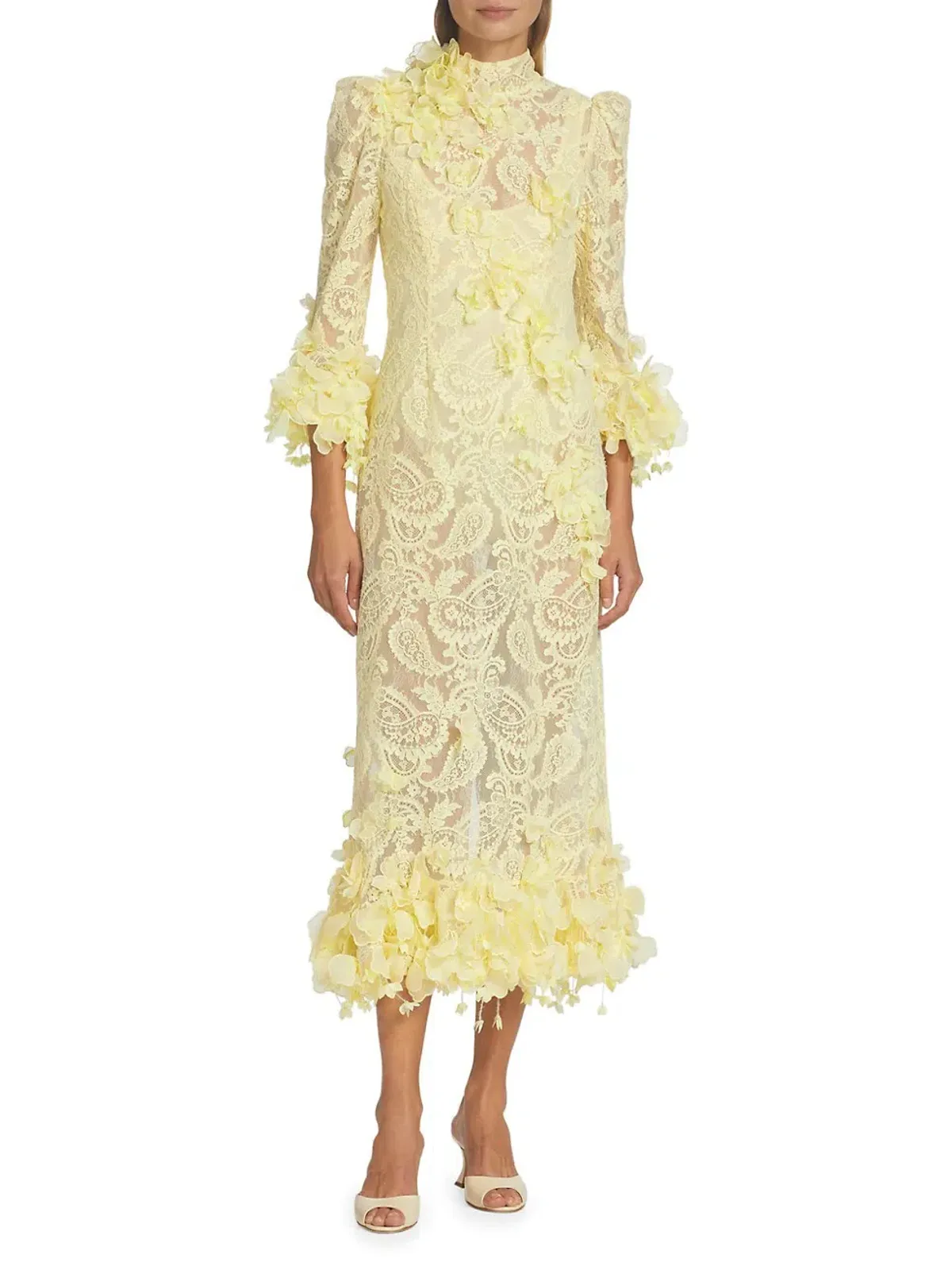 Zimmermann High Tide Lace Midi Dress Lemon Size 1/ AU 10 - Image 1
