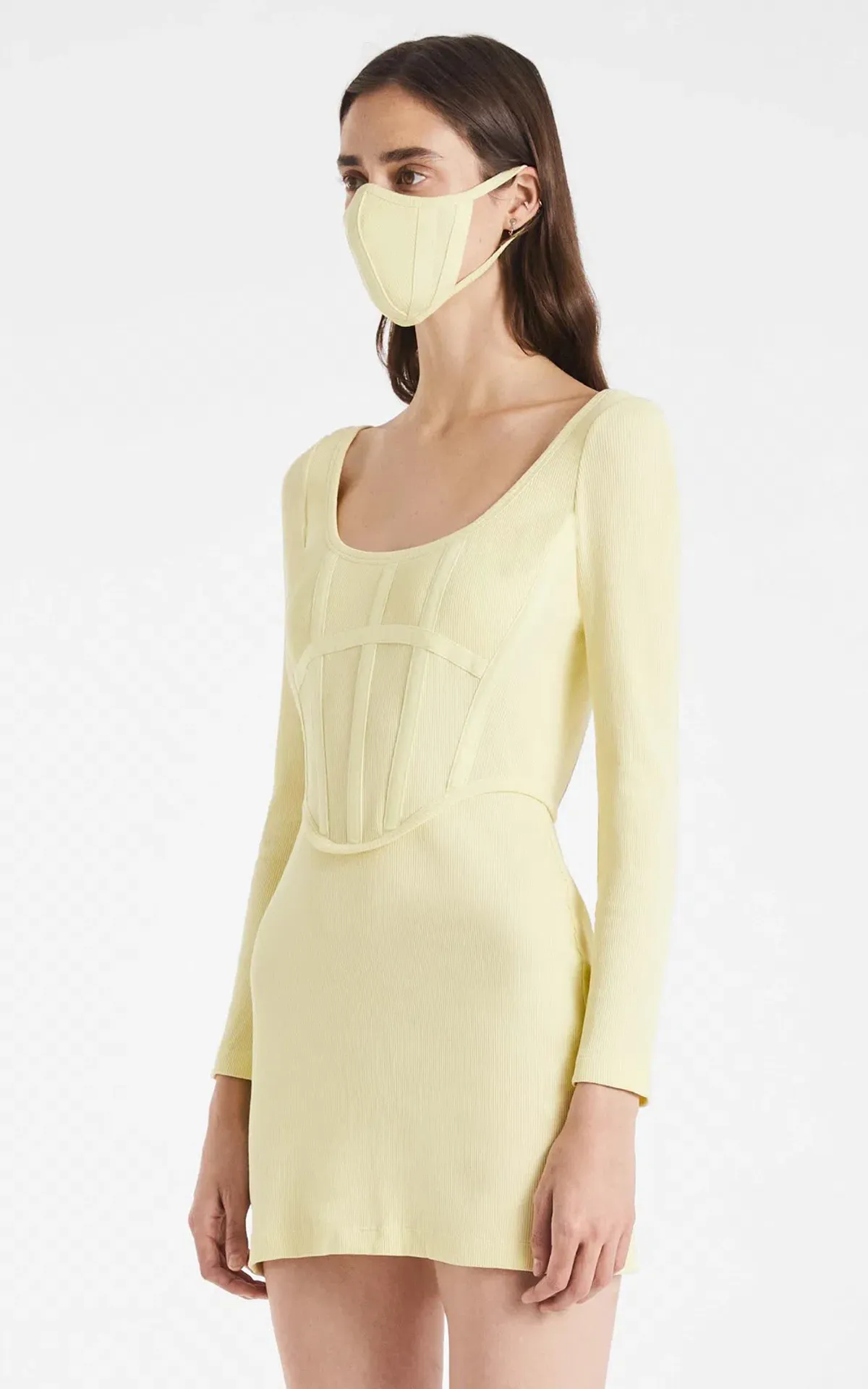 Dion Lee Rib Corset Mini Dress in Lemon Yellow Size 8 / S - Image 3