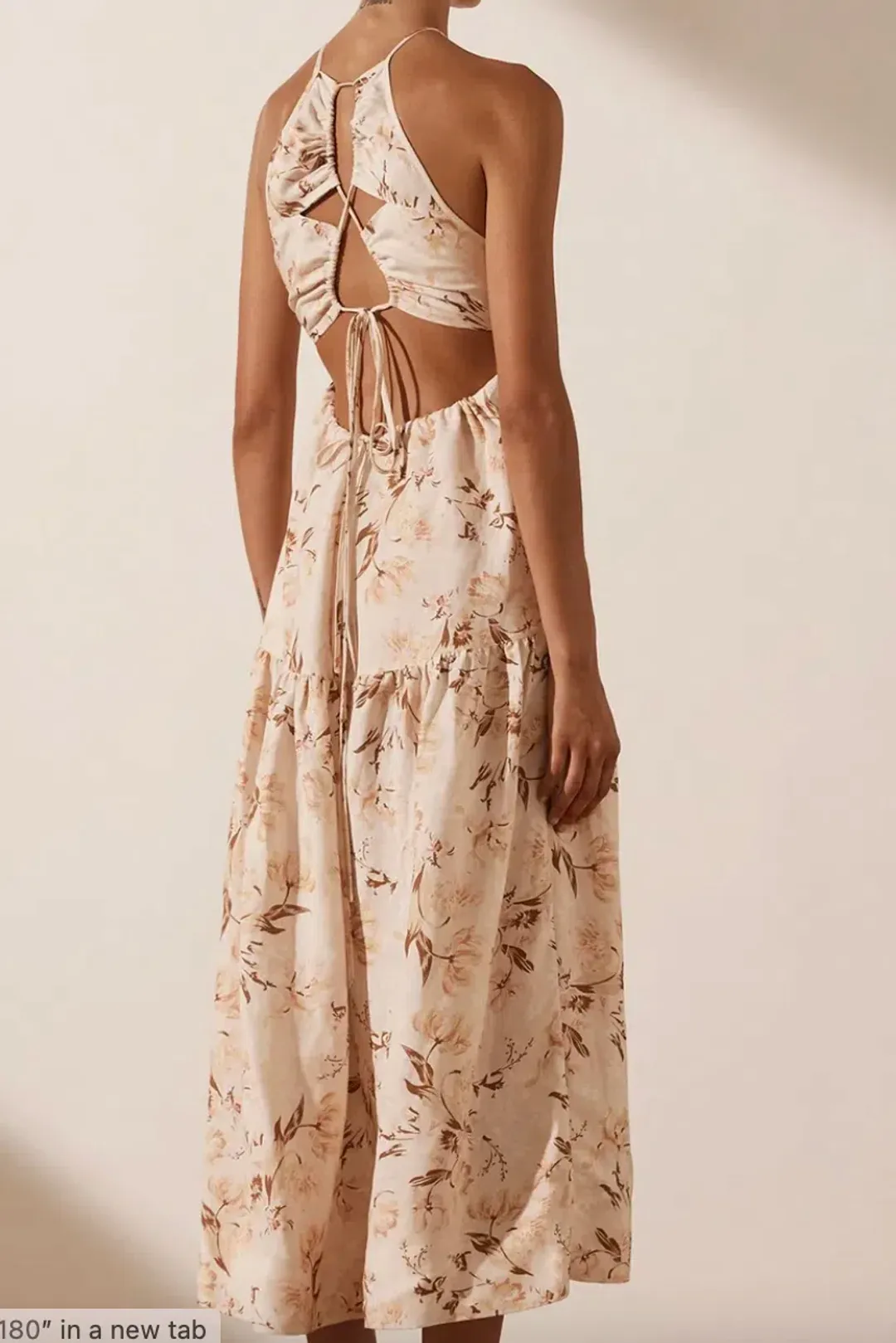 Shona Joy Roxanne Linen Open Back Tiered Midi Dress Floral Size 8 / S for rent on The Volte - main image
