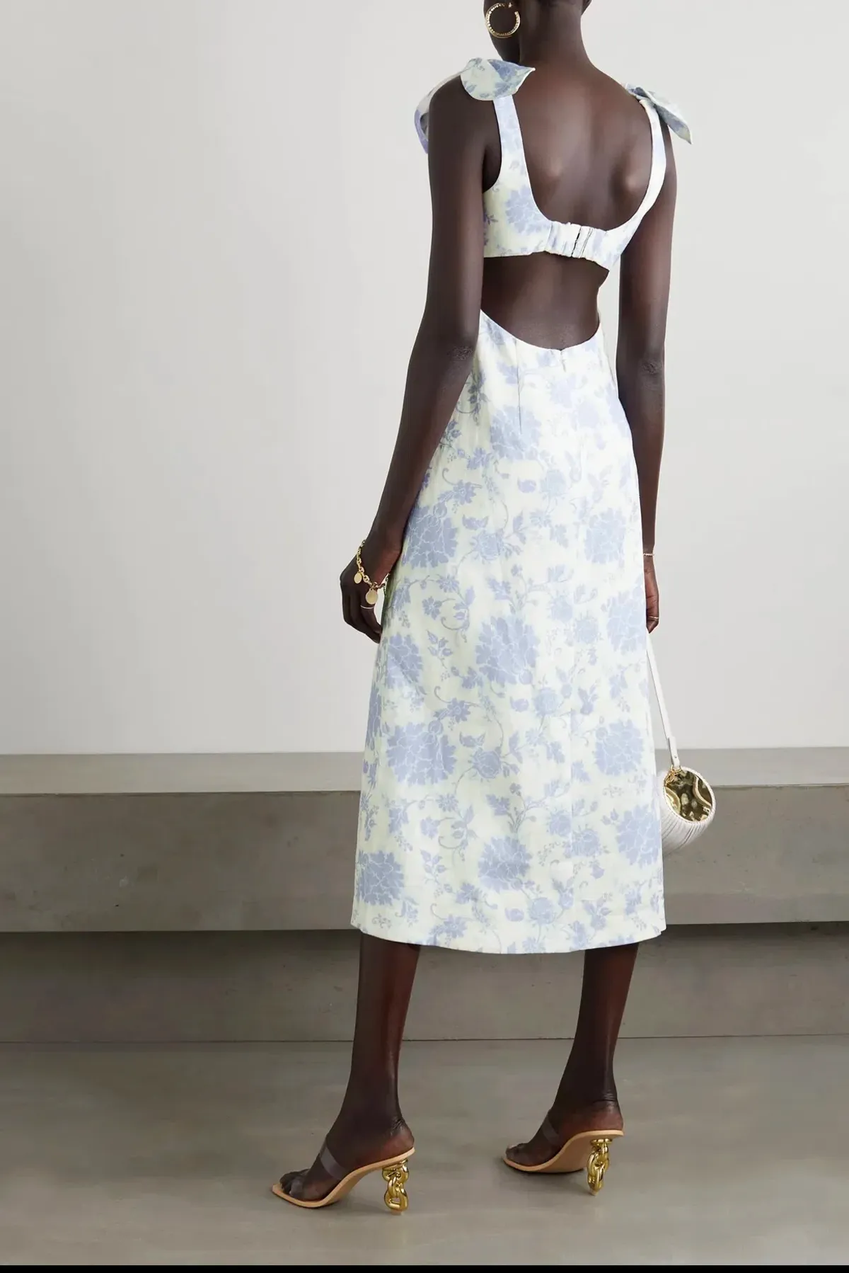 Zimmermann Postcard Tie Shoulder Midi Dress Blue Tonal Floral Size 1 / Au 10 - Image 2