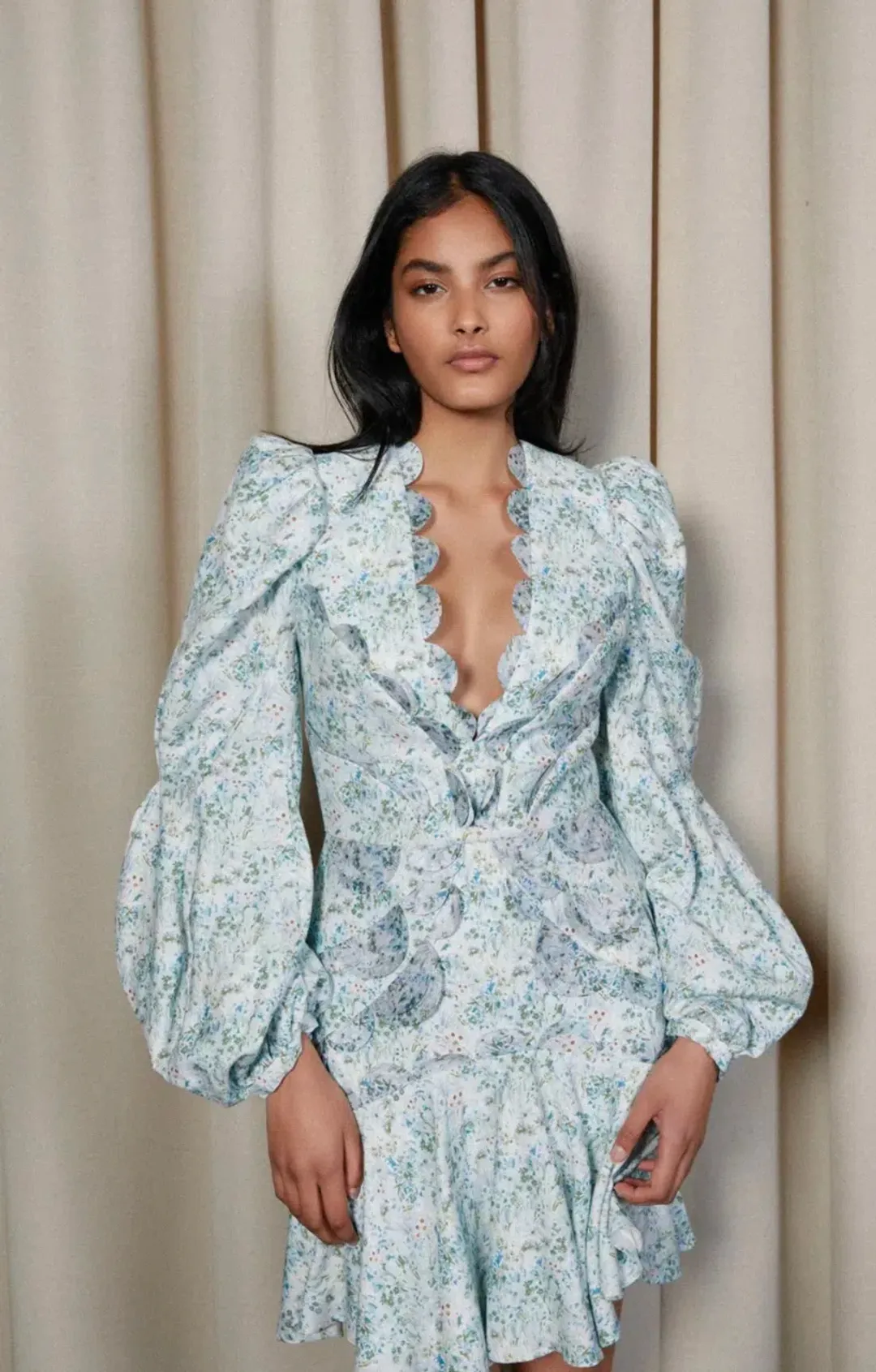 Acler Dixon Dress Blue Fields Floral Size 10 for rent on The Volte - main image