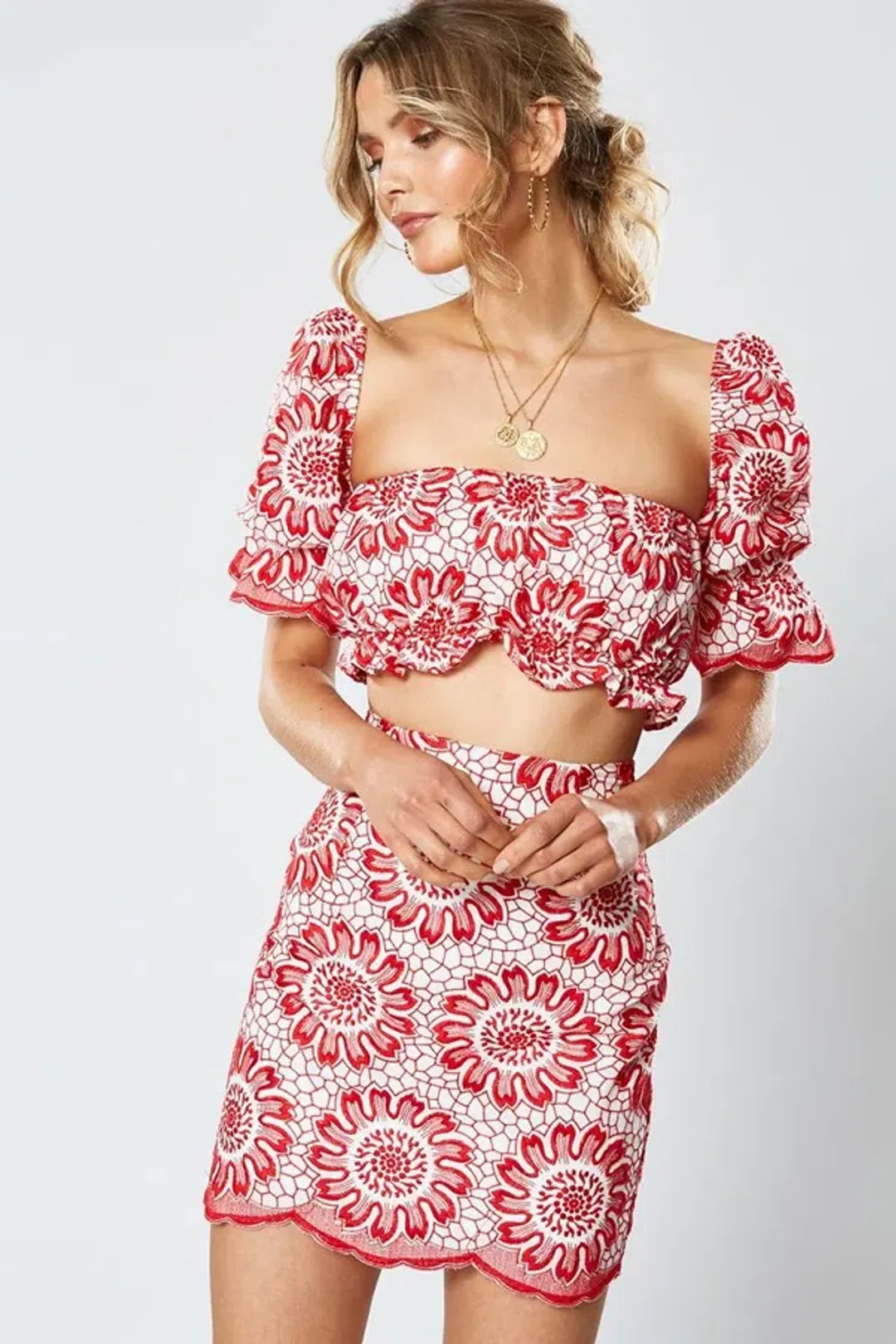 Winona Calypso Set Red Print Size 8 for rent on The Volte - main image