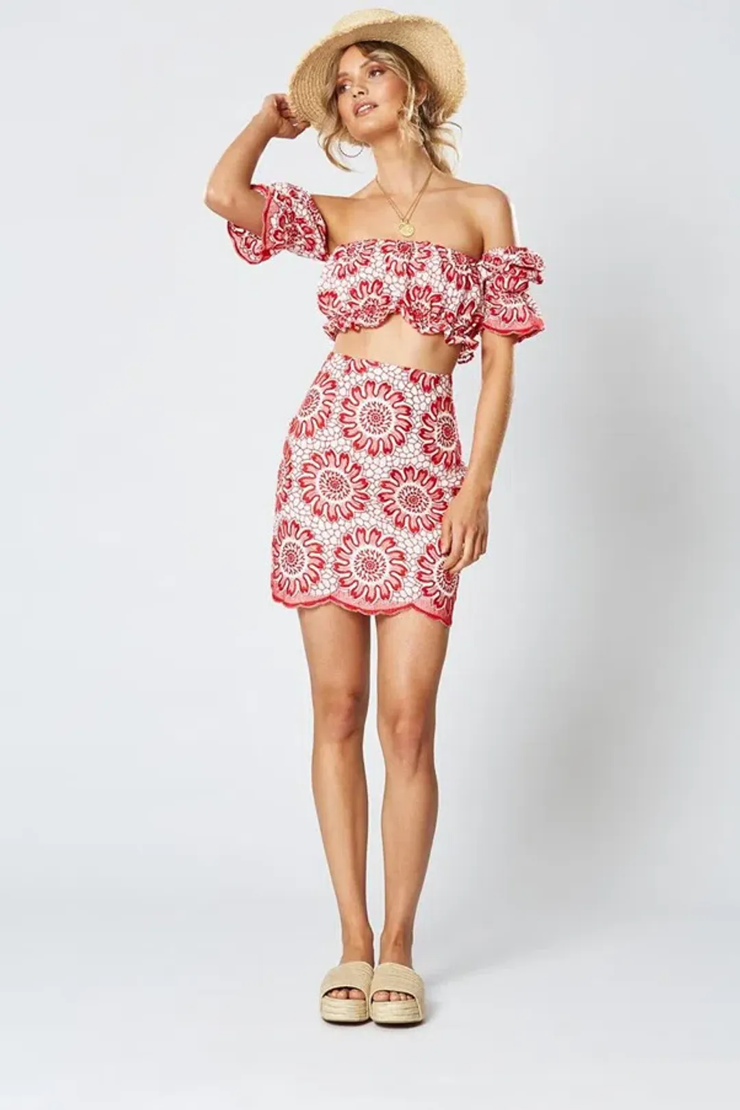 Winona Calypso Set Red Print Size 8 for rent on The Volte - main image