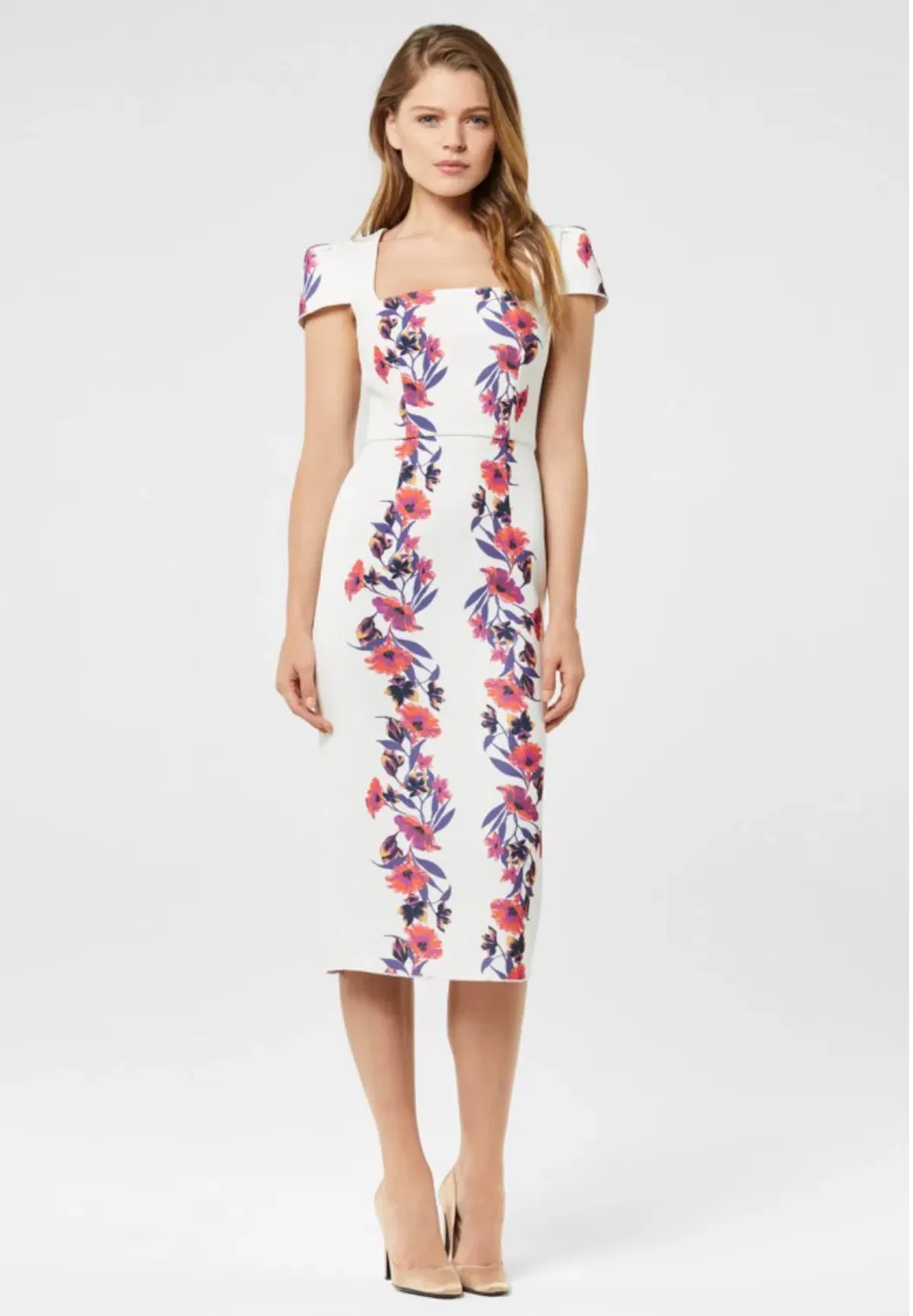 Yeojin Bae Double Crepe Floral Vine Therese Midi Dress White Size 8 - Image 1
