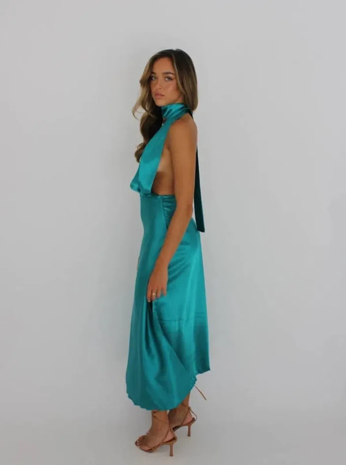 YLD Halter Maxi Dress Teal Size XS /AU 6  - Image 4