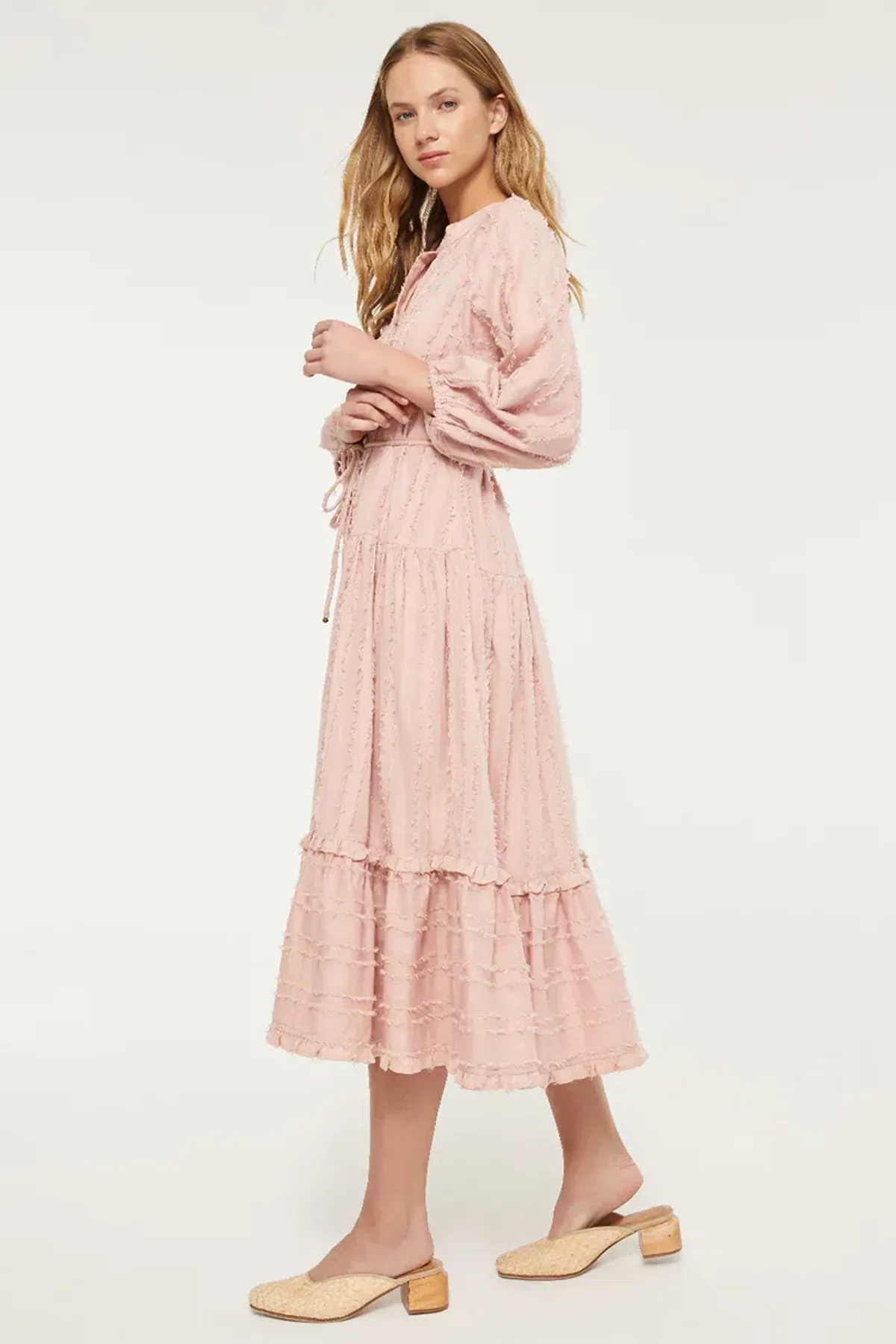 Tigerlily Okimi Charley Midi Boho Dress Whisper Pink Size 10 - Image 2