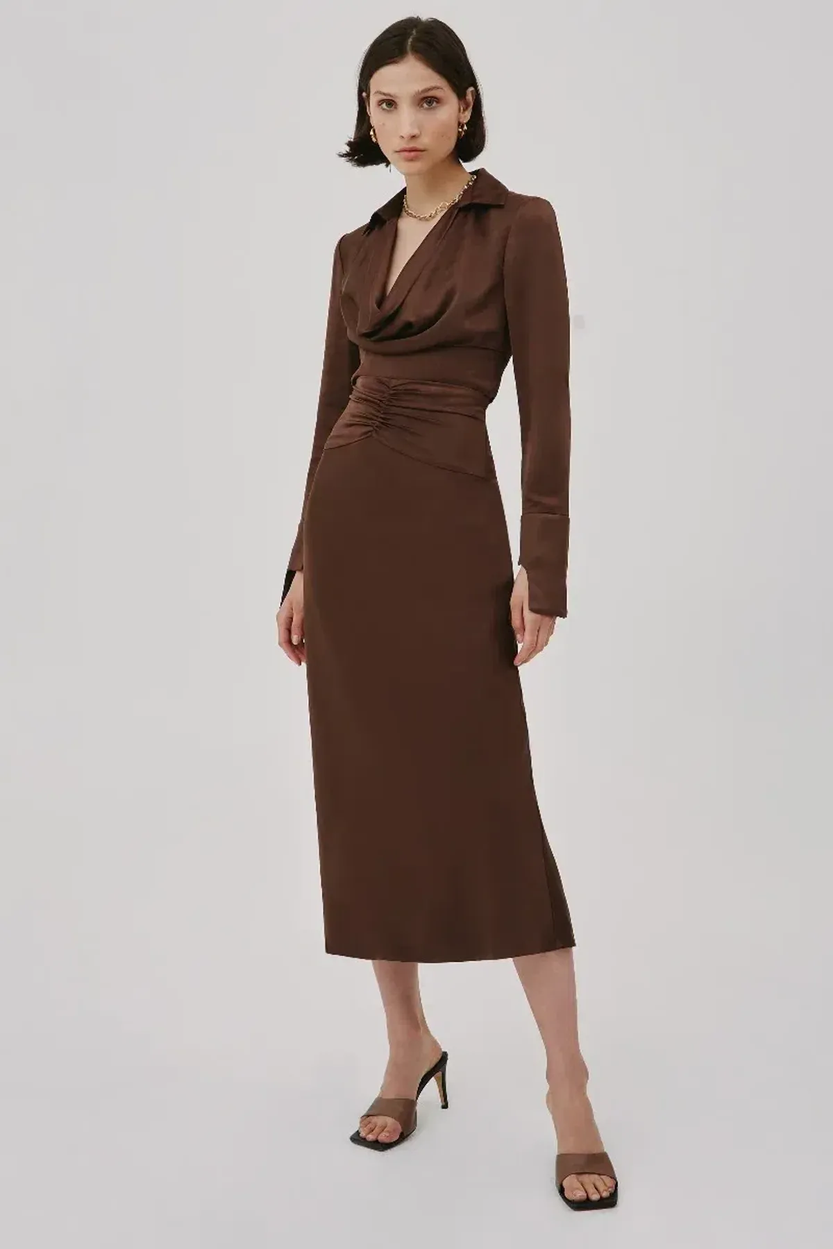 C/MEO CollectiveCollective Midi Skirt Brown Size 10 - Image 3