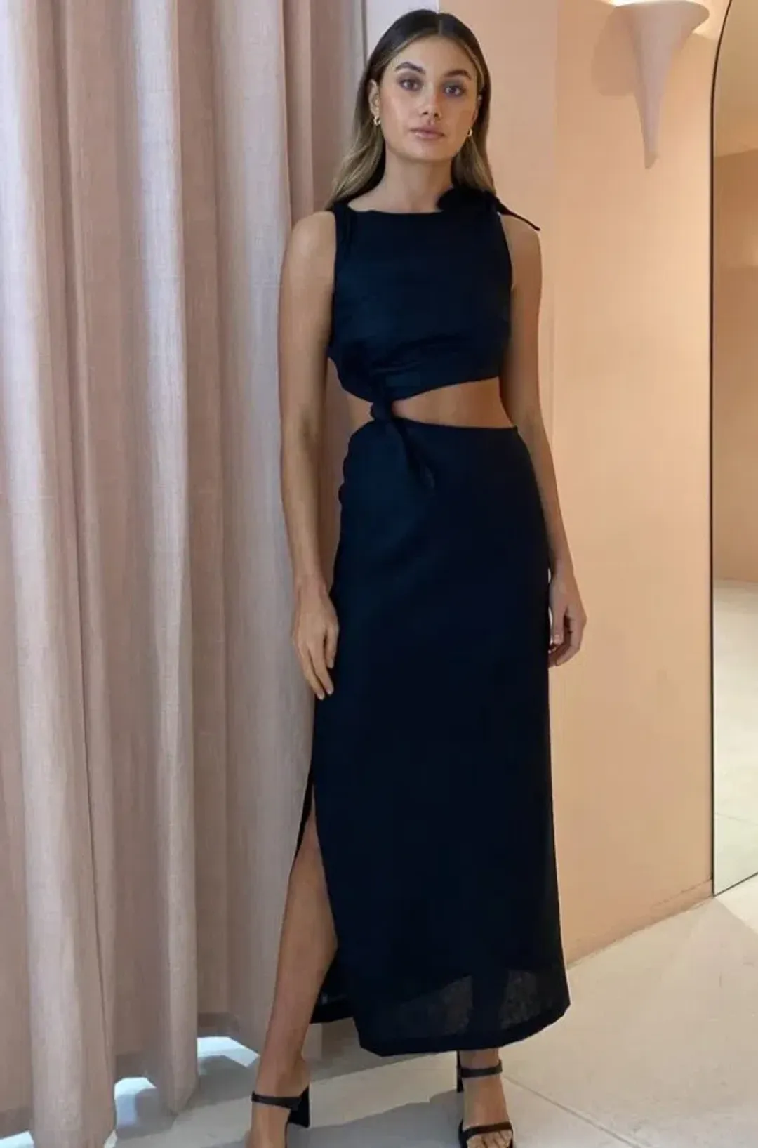 Sir the Label Ambroise Knot Dress Black Size 1 / Au 8 for rent on The Volte - main image