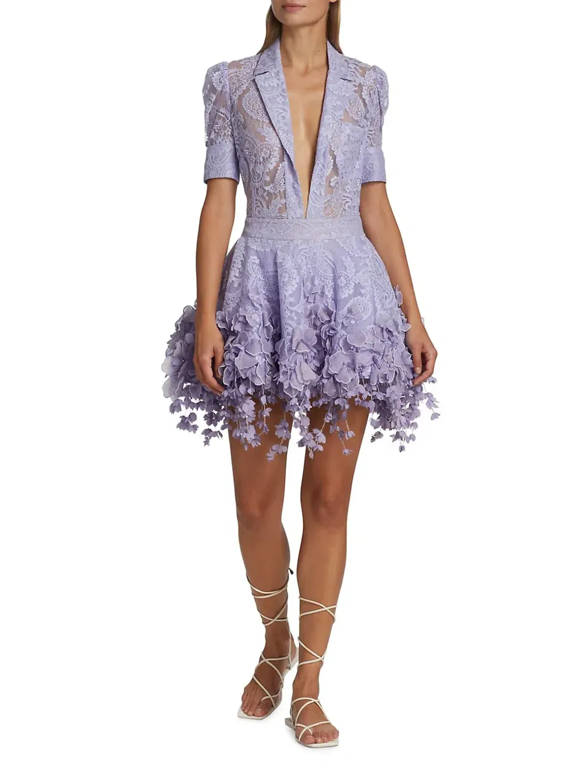 Zimmermann High Tide Lace Shirt & Lace Flip Mini Skirt Set in Periwinkle Size 1 / Au 10 - Image 1
