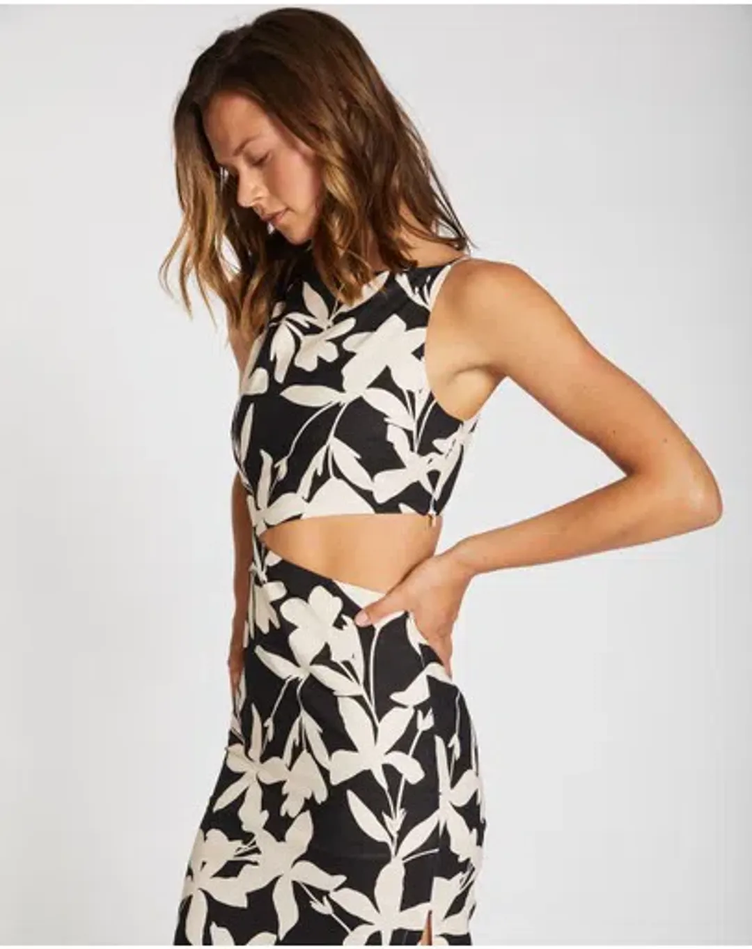 Lover Margot Linen Midi Dress Floral Size 10 for rent on The Volte - main image