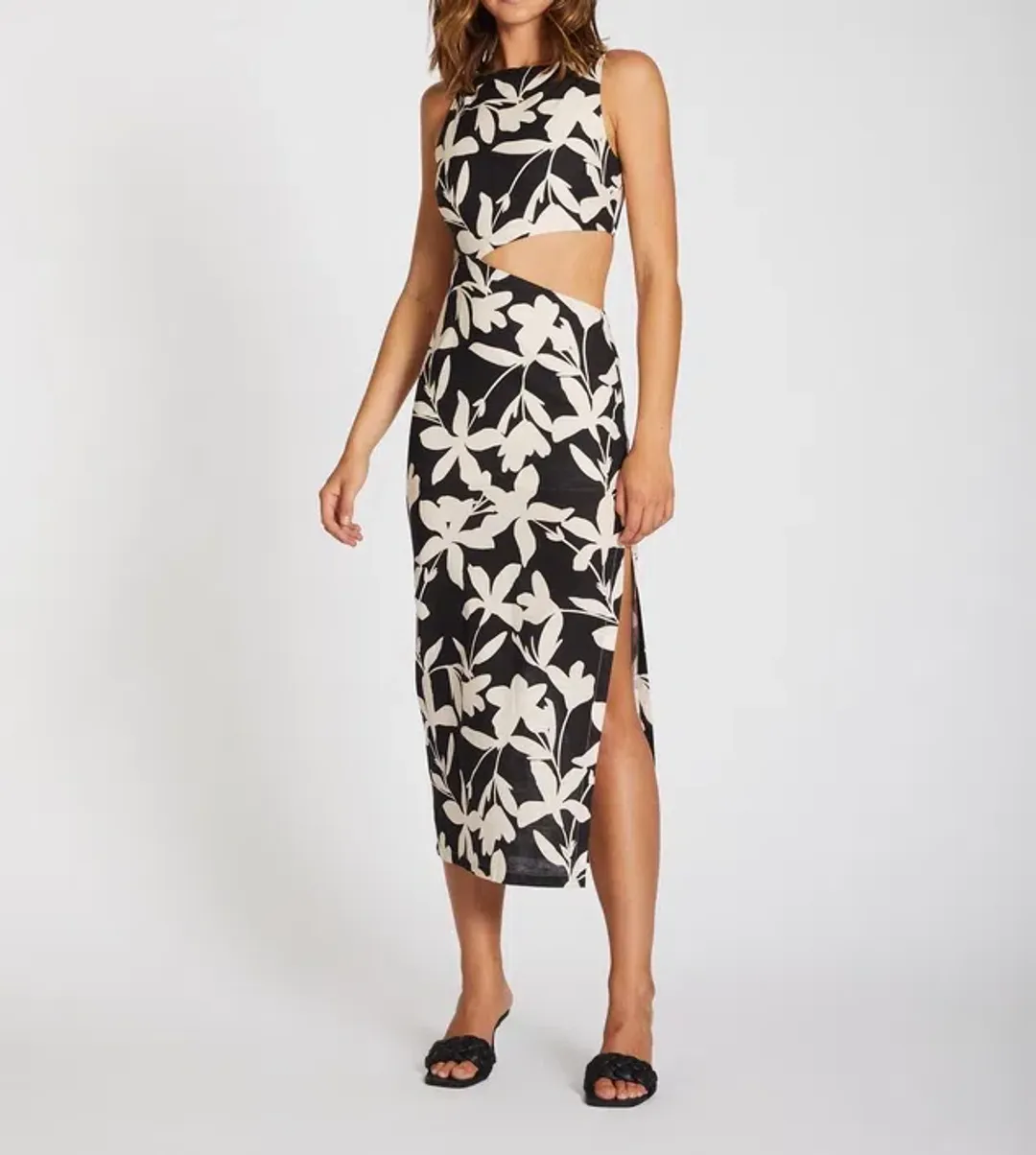 Lover Margot Linen Midi Dress Floral Size 10 for rent on The Volte - main image