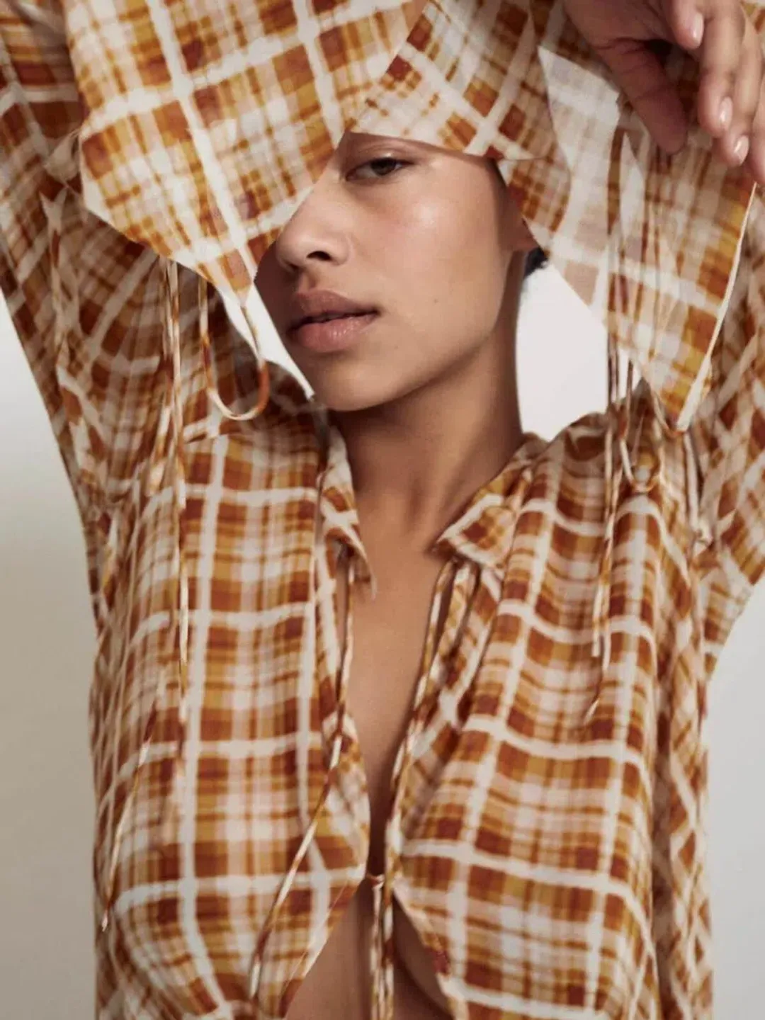 Bec & Bridge Sunflower Check Longsleeve Maxi Dress Print Size 8 / S for rent on The Volte - main image