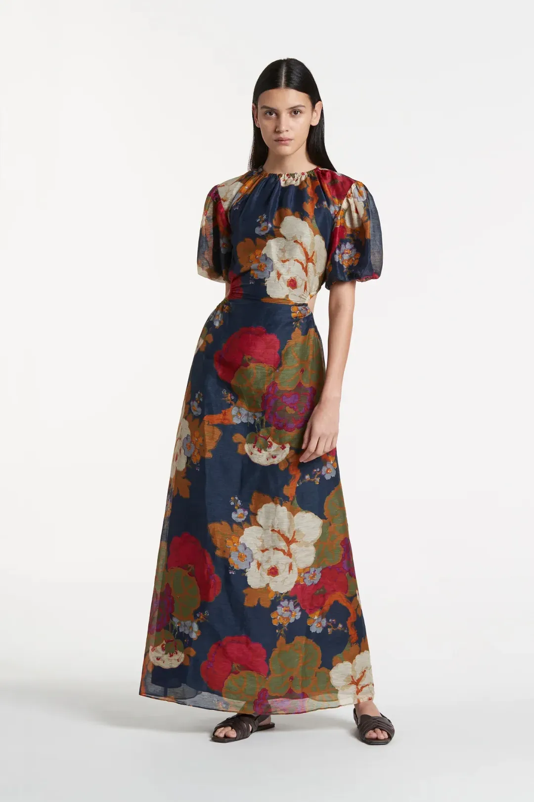 Sir the Label Bonita Puff Sleeve Gown Floral Navy Size AU 6 for rent on The Volte - main image
