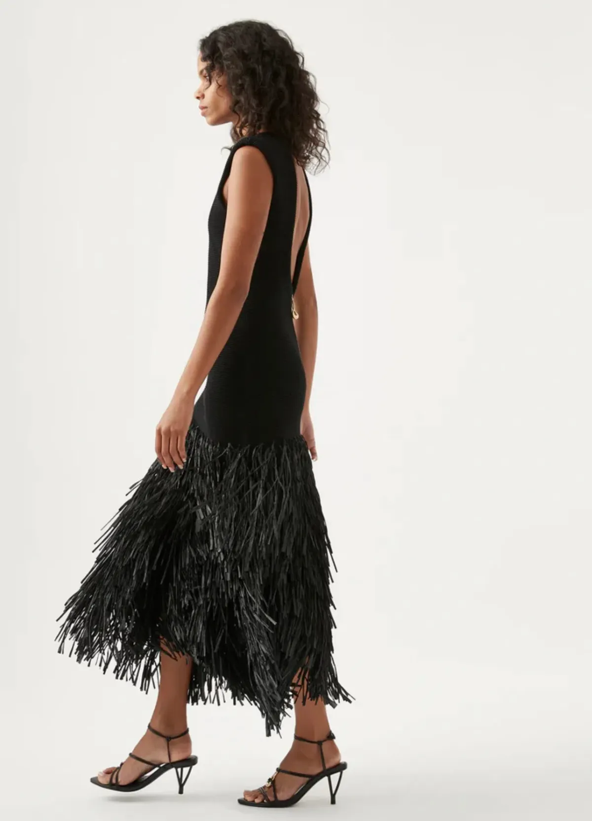 Aje Rushes Raffia Knit Midi Dress Black Size 10  - Image 2