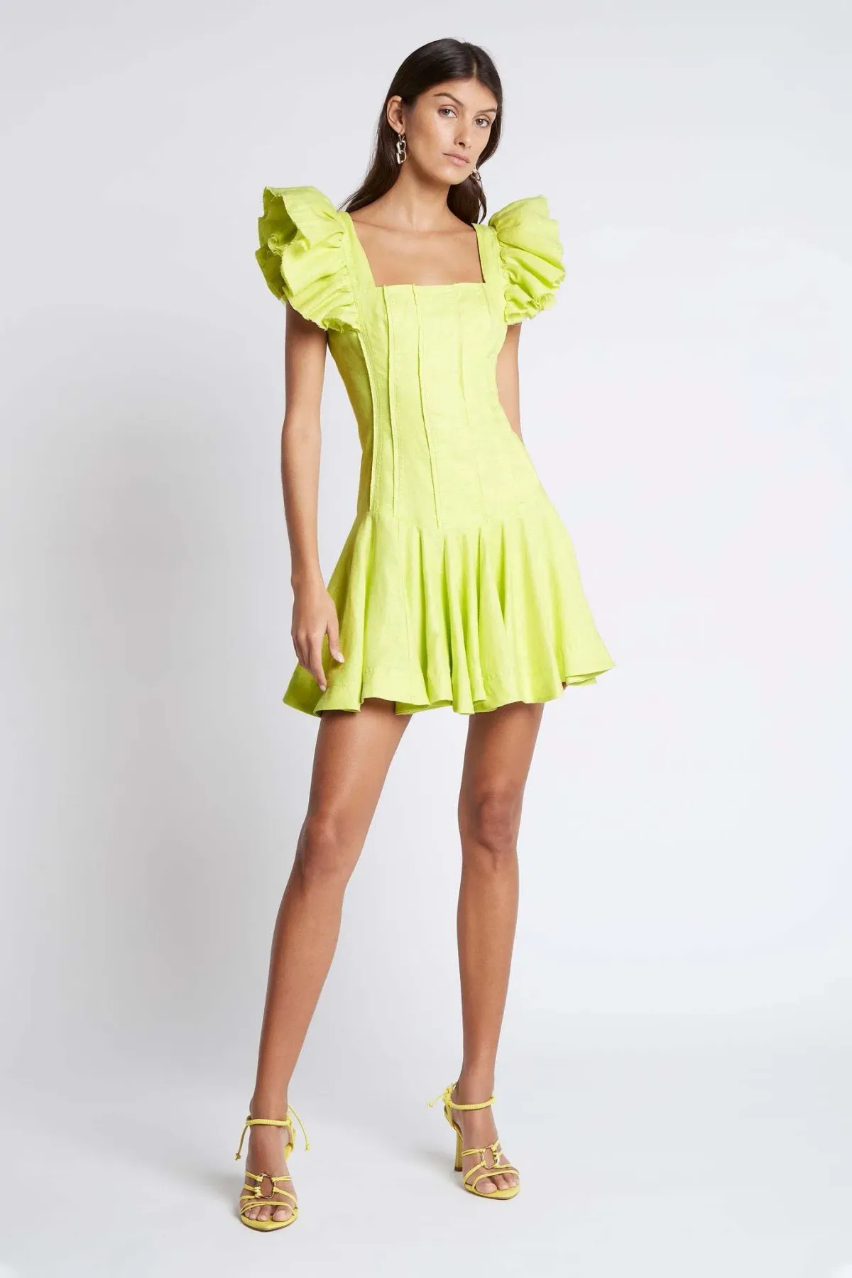 Aje Breathless Frill Mini Dress Green Size AU 6 - Image 1