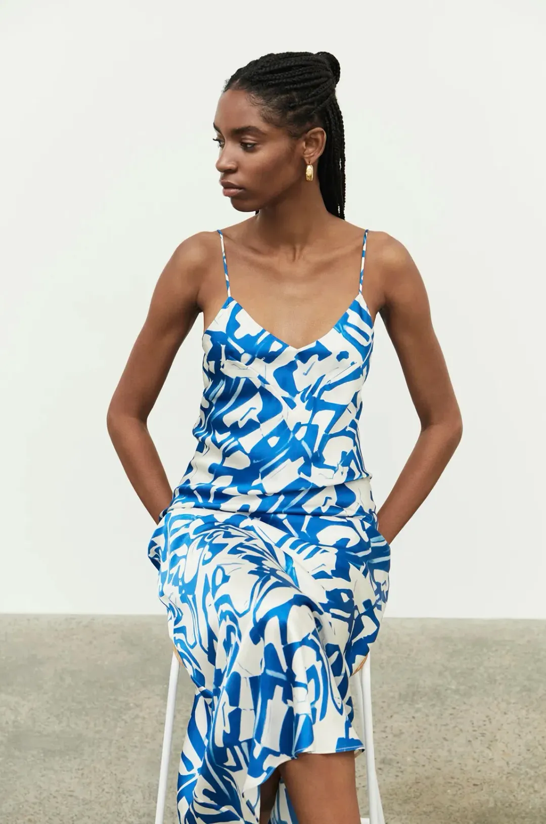 Ginia Fresco Dress Blue Multi Size 8 for rent on The Volte - main image