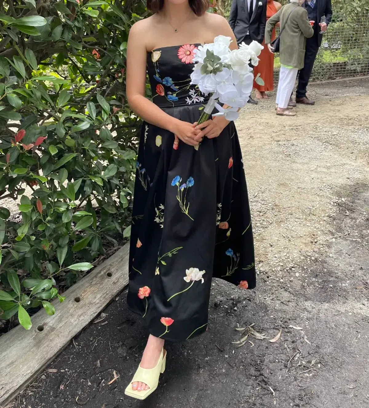 Leo Lin The Fields embroidered Bustier Midi Dress Black Floral Size 10 - Image 3