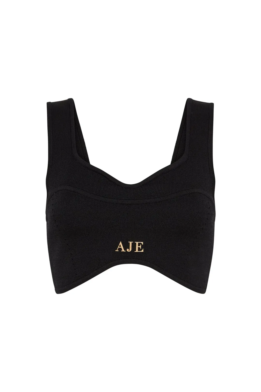 Aje Parfum Corset Crop Knit Top Black Size 8 for rent on The Volte - main image
