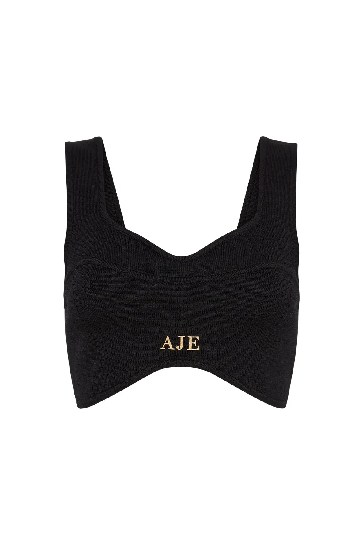 Aje Parfum Corset Crop Knit Top Black Size 8 - Image 6