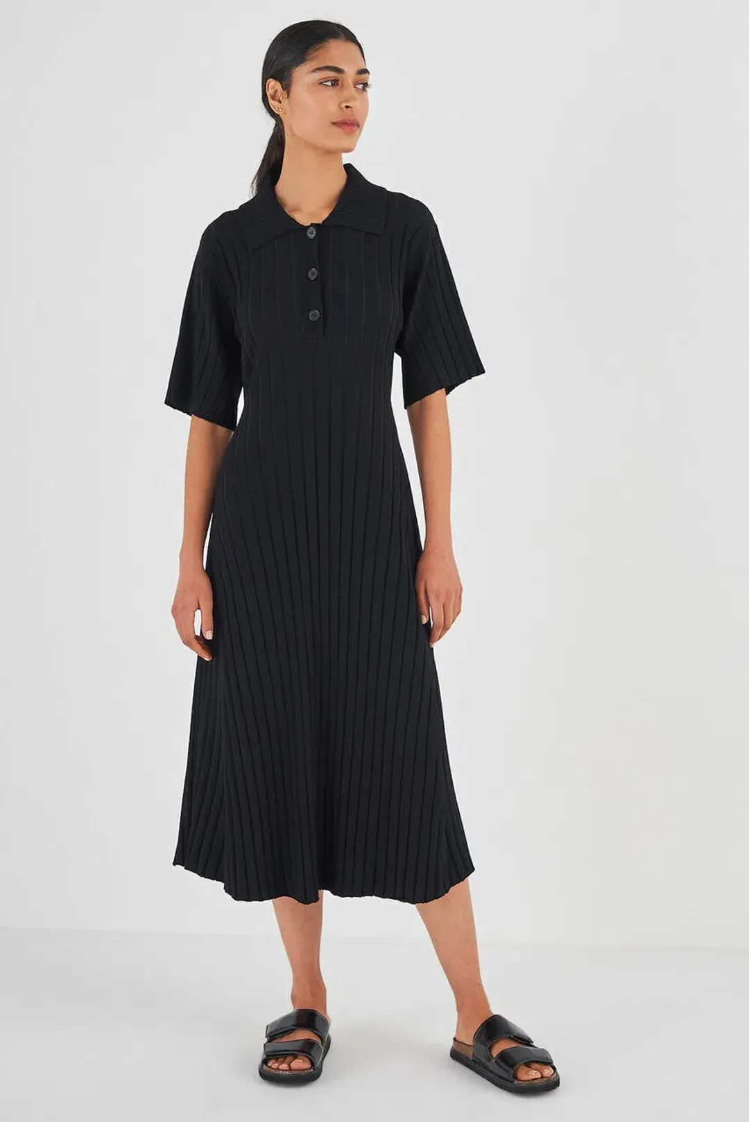 Oroton Knit Polo Dress Black Size XS/AU 8 for rent on The Volte - main image