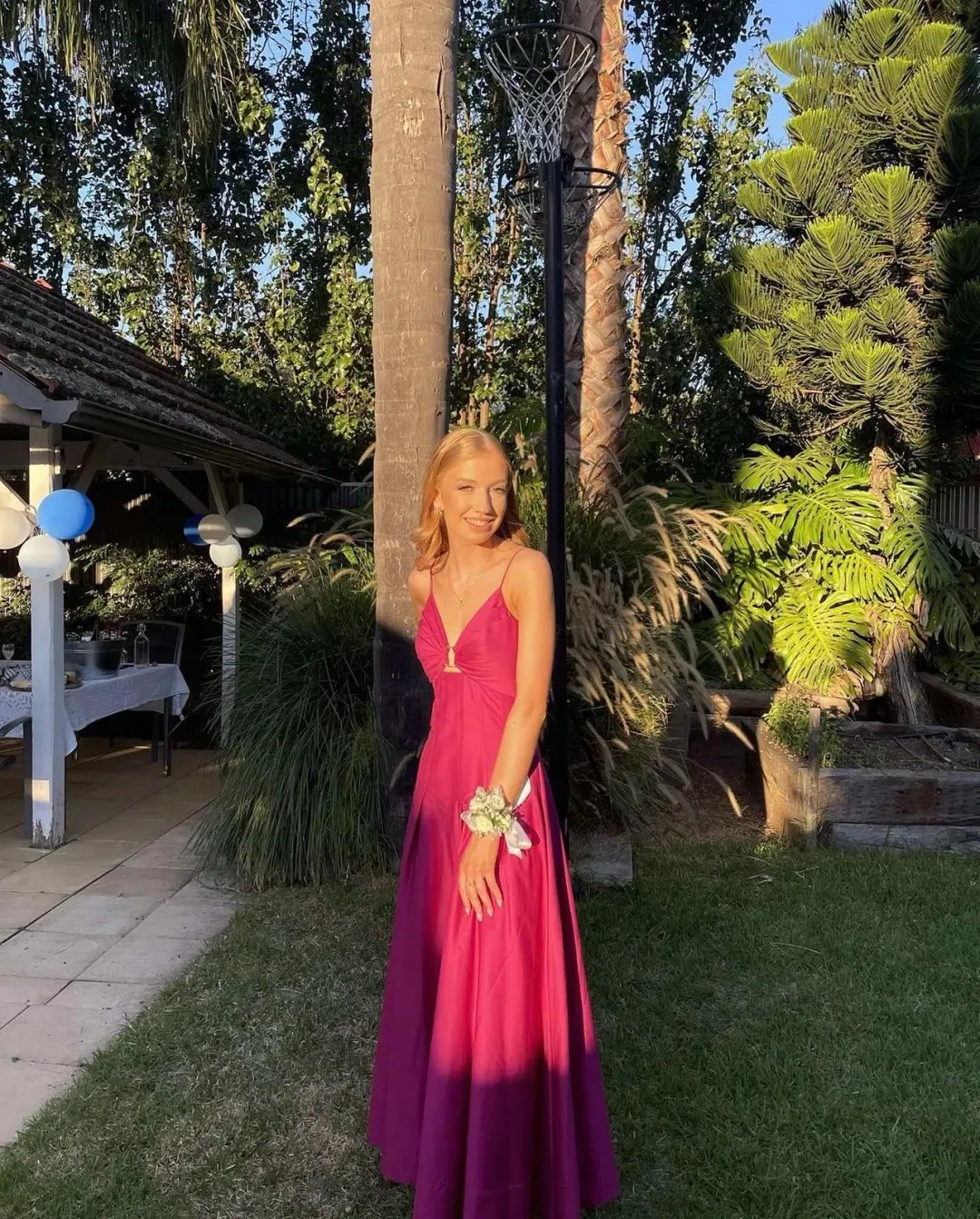 Aje Solstice Strappy Ring Midi Dress Fuschia Pink Size AU 6 for rent on The Volte - main image