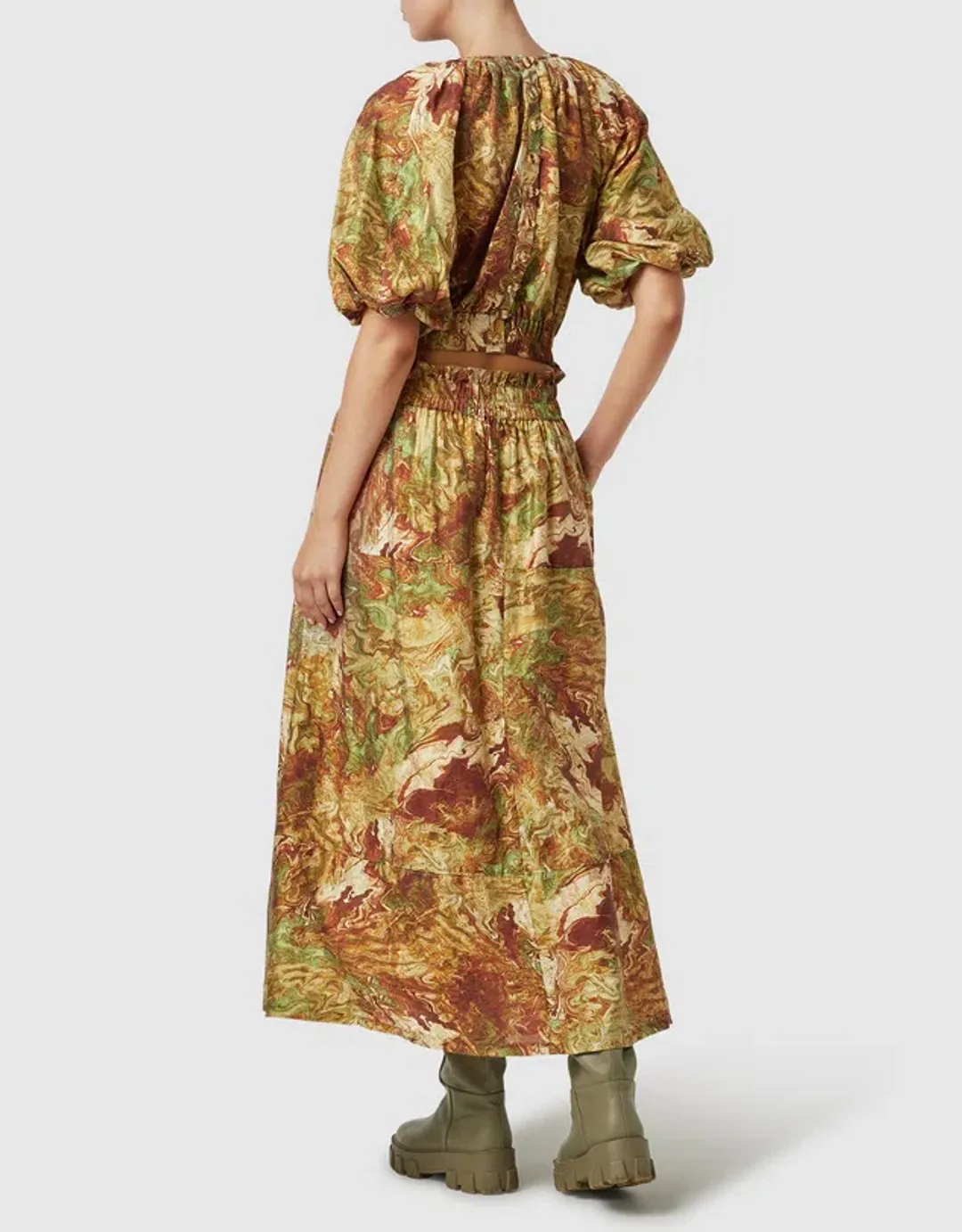 Ministry Of Style Re-Rooted Maxi Dress Brown Size AU 14 for rent on The Volte - main image