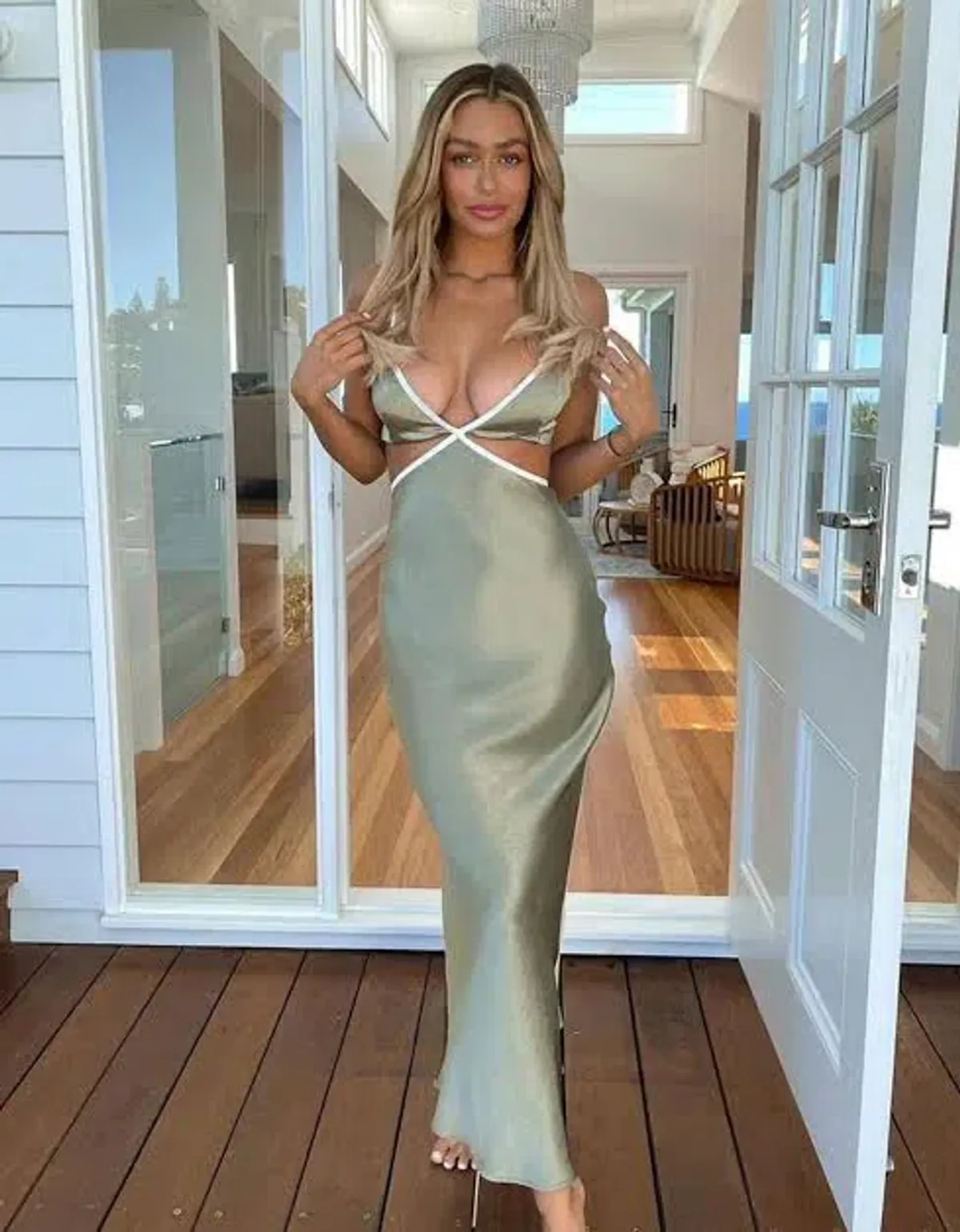 Bec & Bridge Veronique Maxi Dress - Sage Green Size AU 6 - Image 1