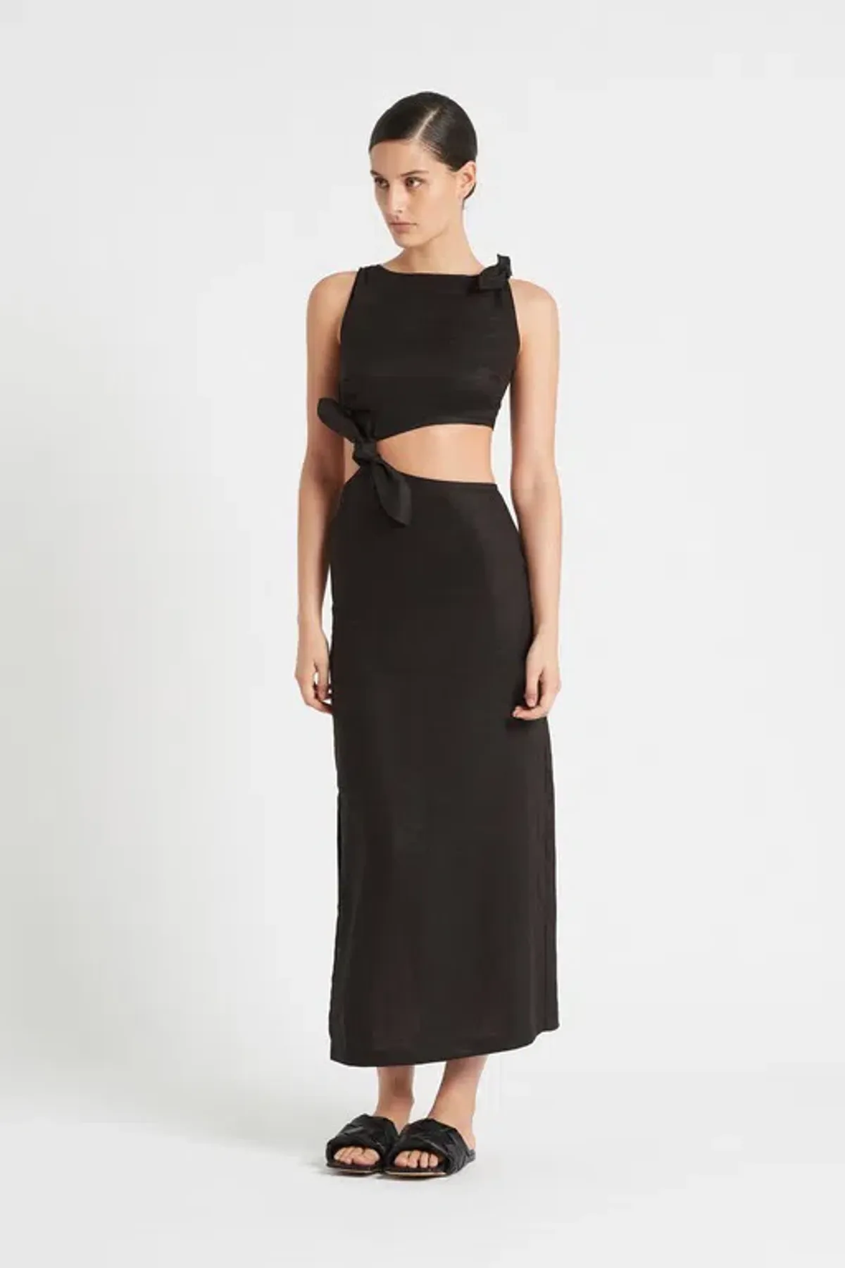 Sir the Label Ambroise Knot Midi Dress Black Size AU 6 - Image 1